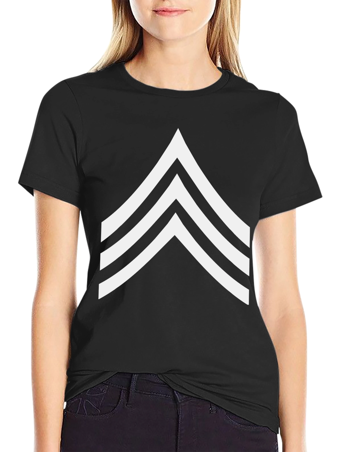 Black Sergeant Stripes Graphic Tee - Military Style Shirt view 2