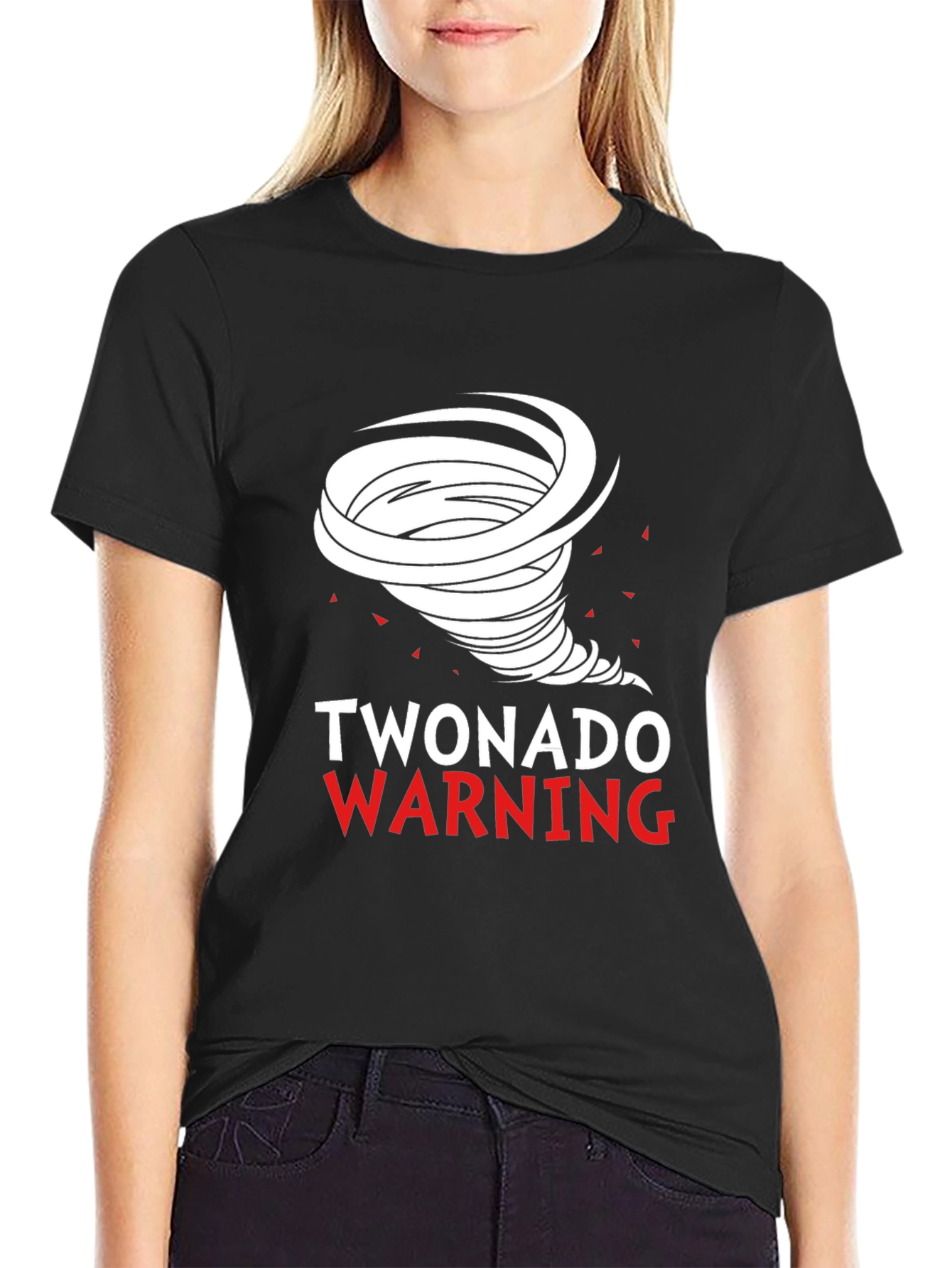Black Twonado Warning Novelty Graphic T-Shirt view 2