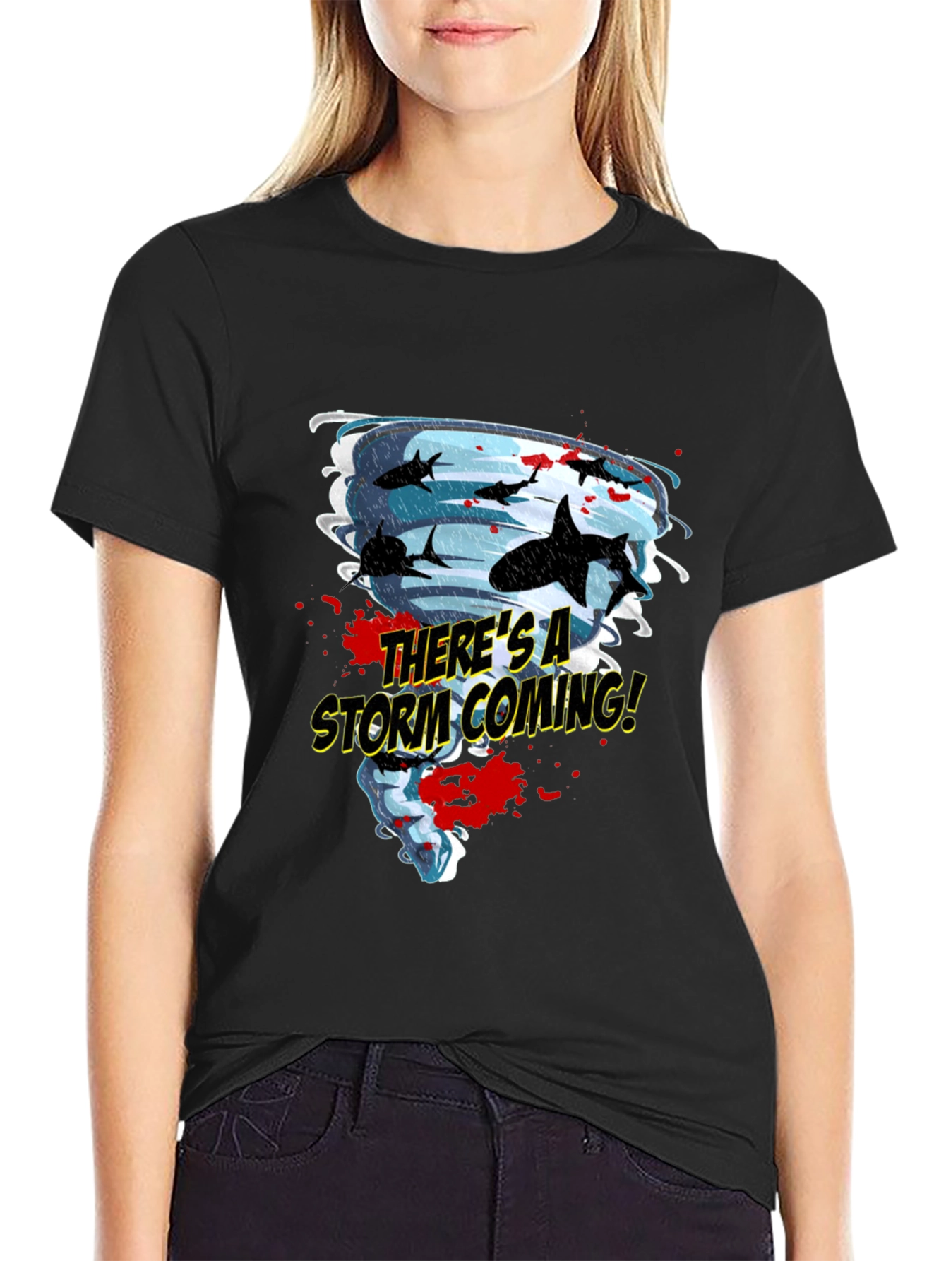 Black Sharknado Graphic T-Shirt view 2