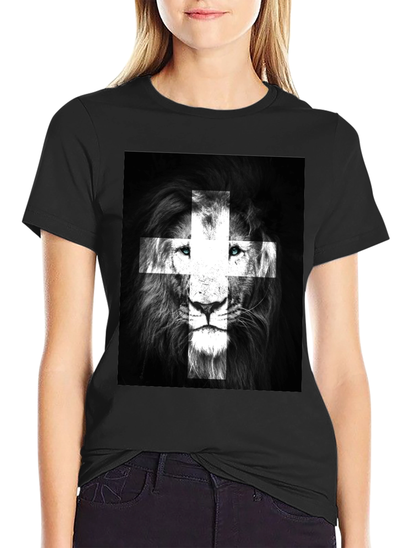 Black Lion Swiss Flag T-Shirt - Black view 2
