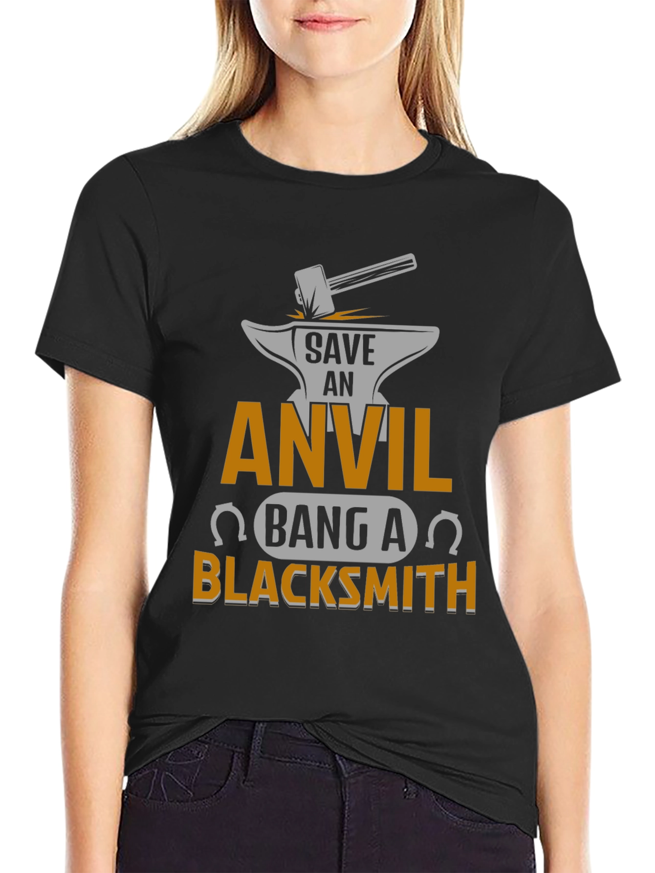 Black Save an Anvil Bang a Blacksmith T-Shirt view 2