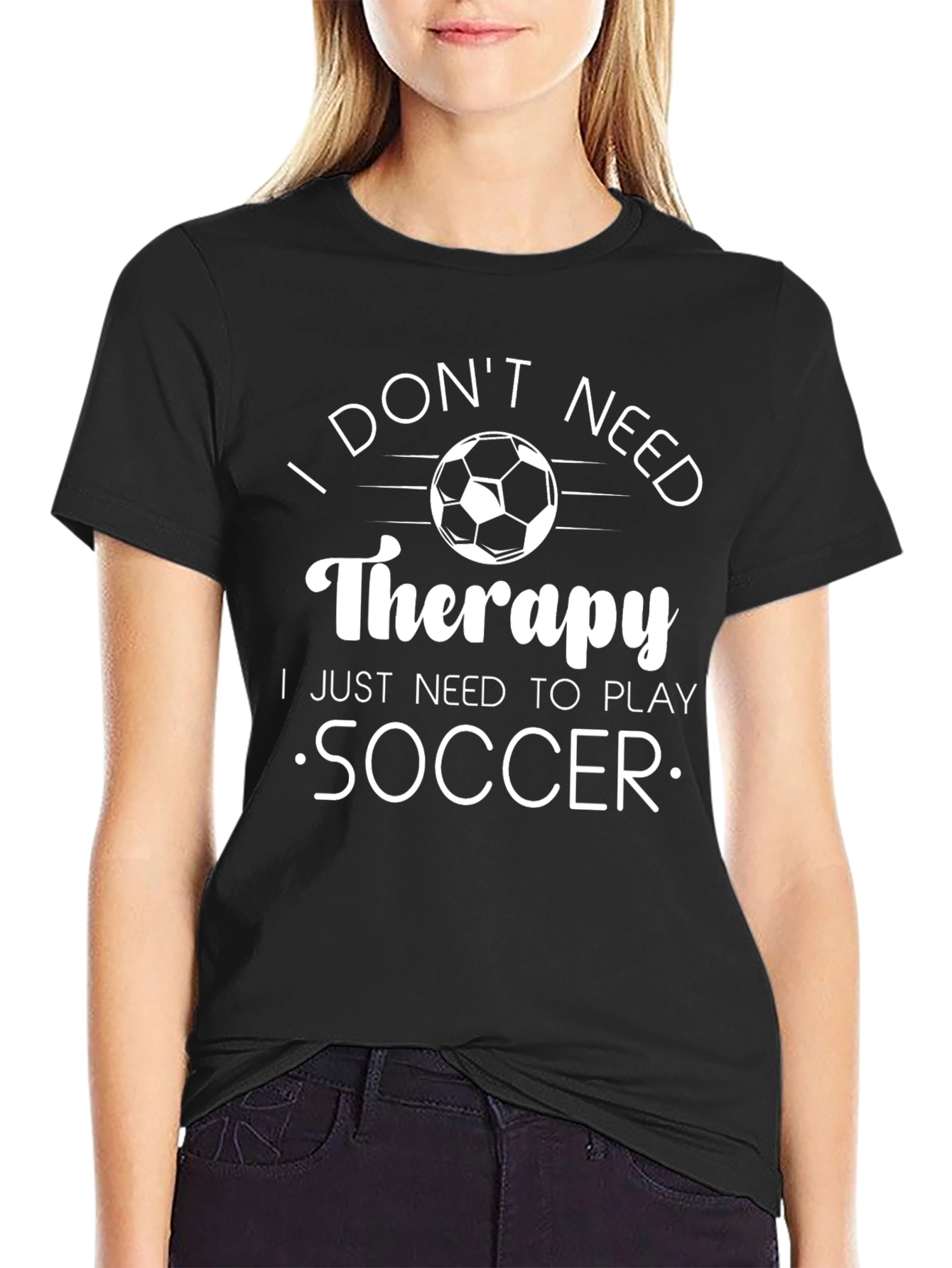 Black Soccer Therapy Graphic T-Shirt - Black view 2