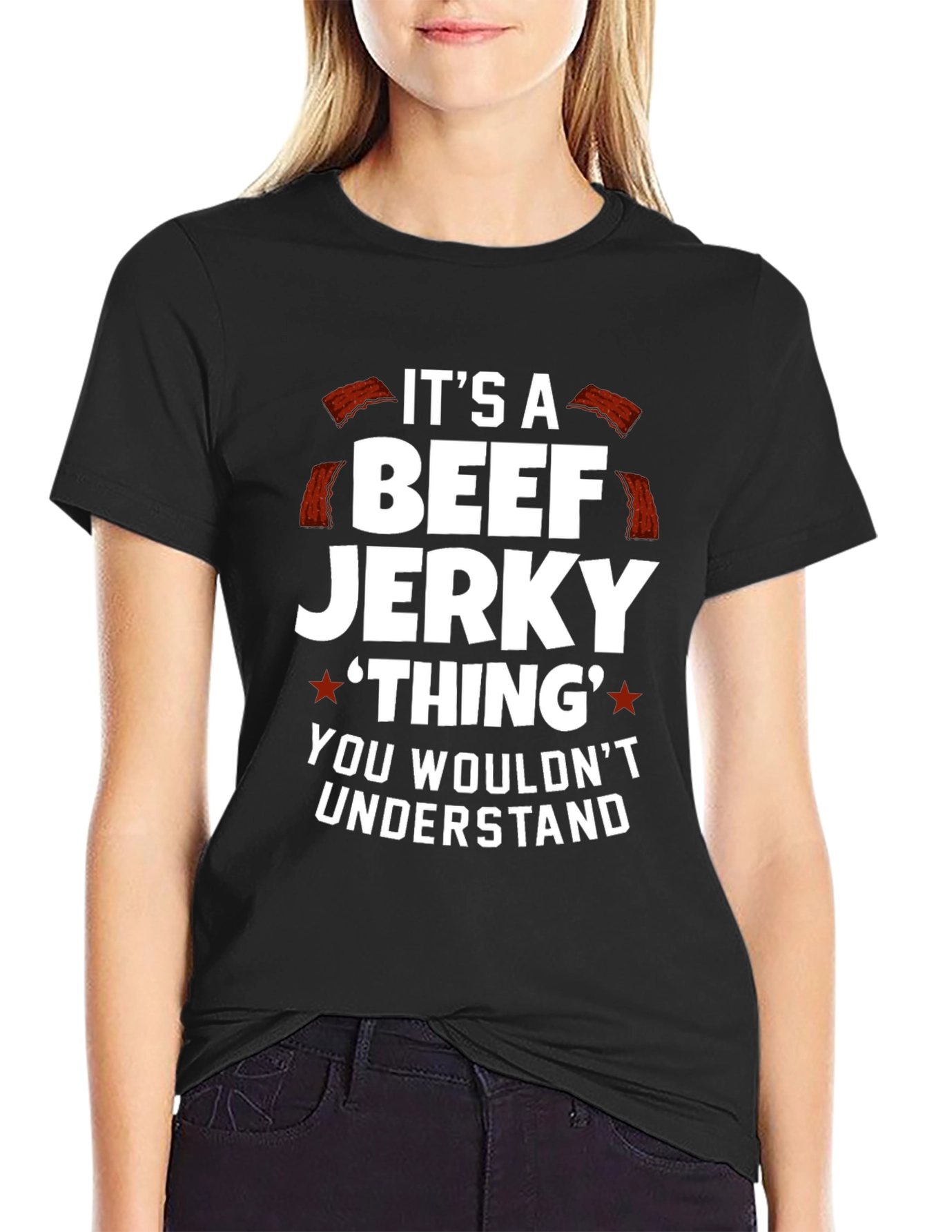 Black Beef Jerky Thing T-Shirt Funny Graphic Tee view 2