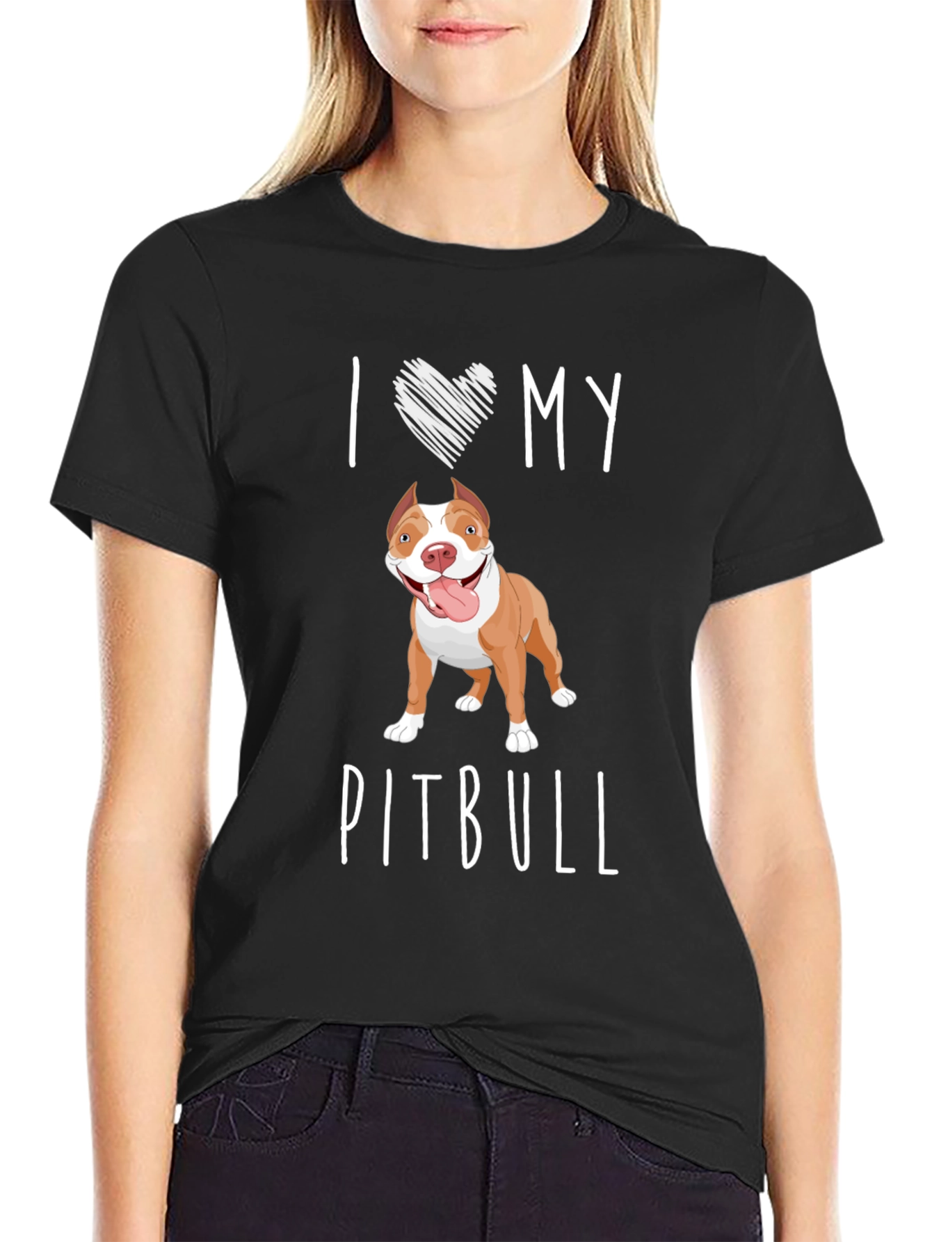 Black I Love My Pitbull T-Shirt view 2
