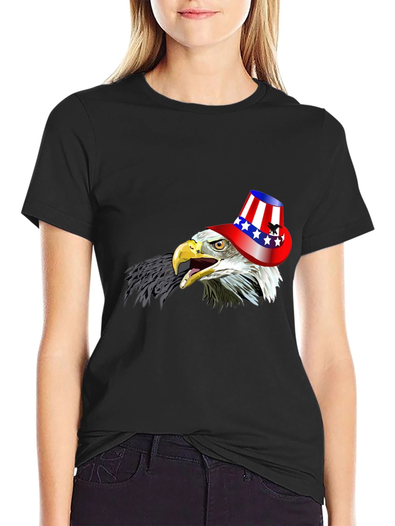 Black Eagle USA Hat Graphic T-Shirt view 2