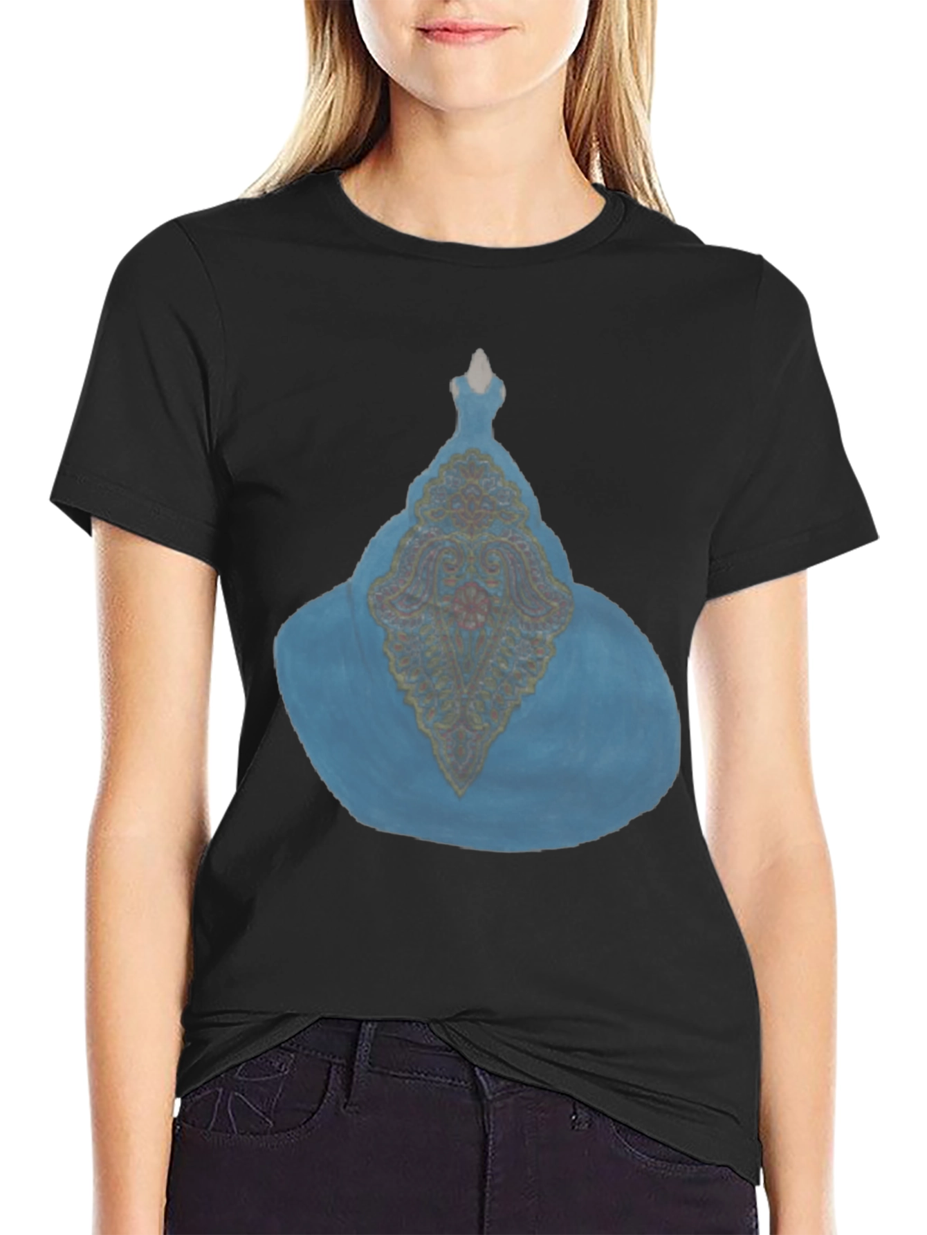 Black Black T-Shirt with Blue Genie Lamp Graphic view 2
