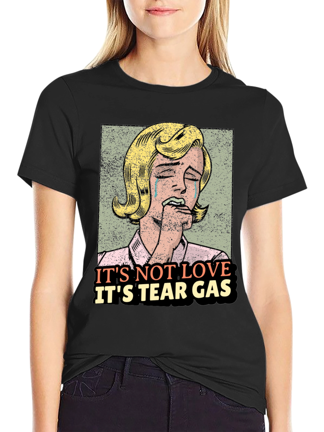 Black It's Not Love It's Tear Gas Graphic Tee view 2
