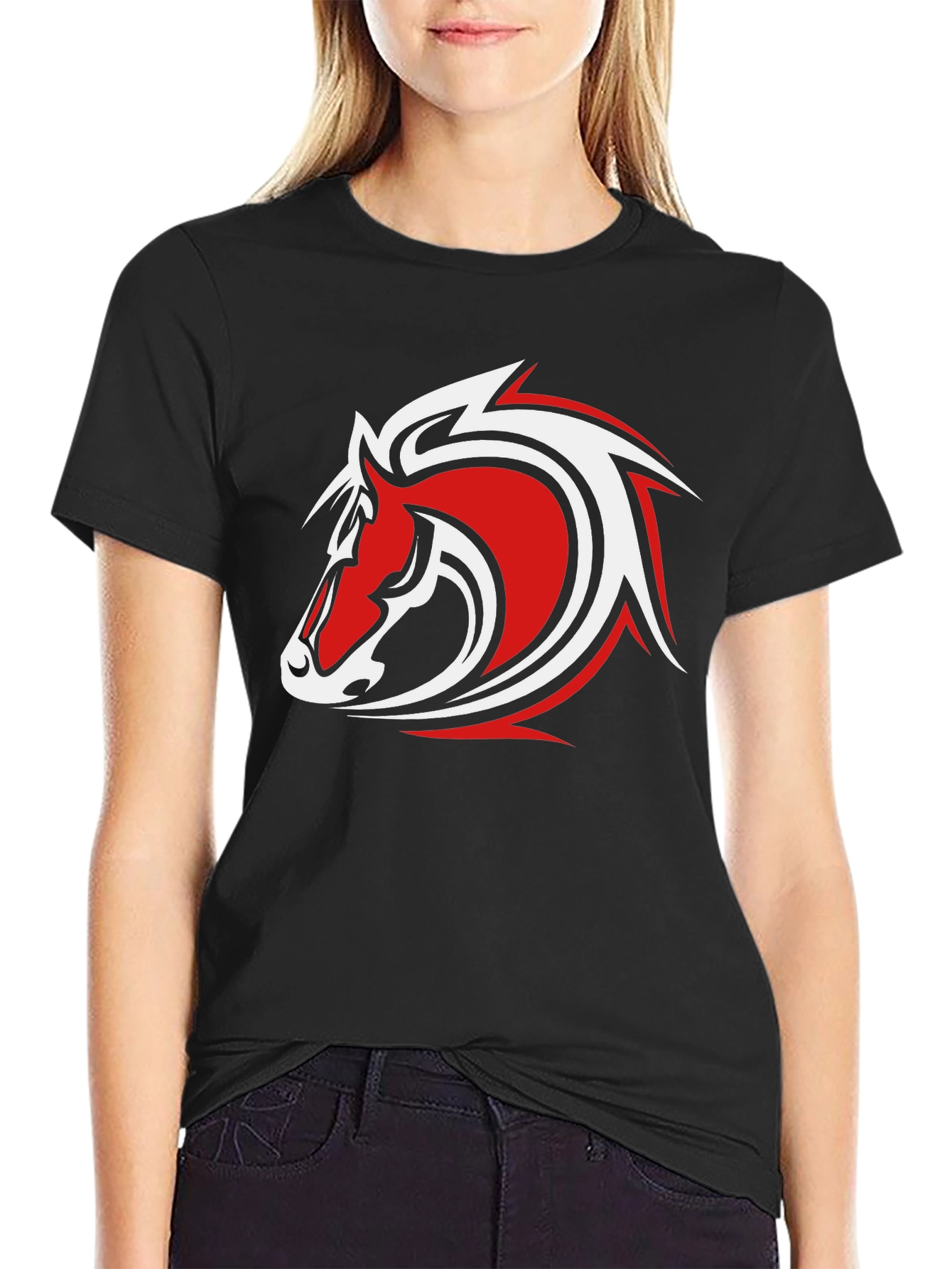 Black Black T-Shirt with Horse Head Graphic view 2