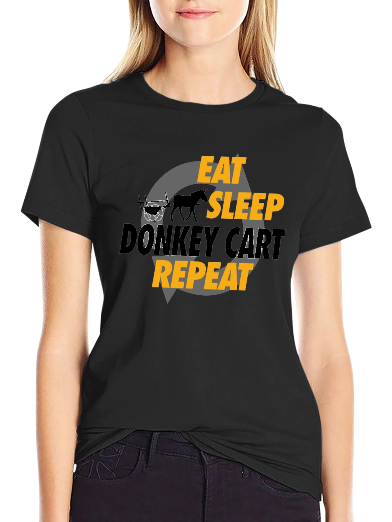 Black Eat Sleep Donkey Cart Repeat - Graphic T-Shirt view 2