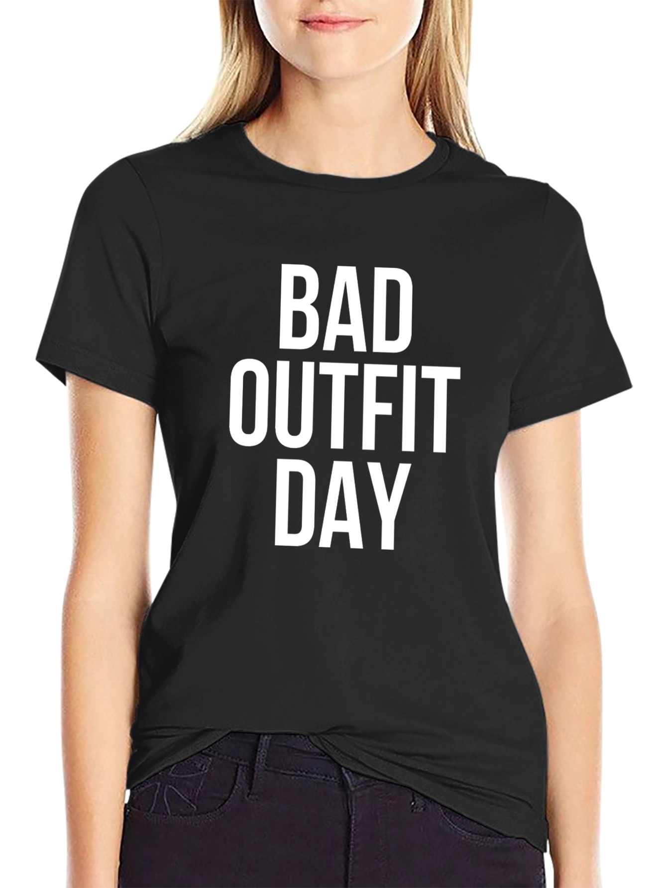 Black Bad Outfit Day Graphic Tee - Funny Casual T-Shirt view 2