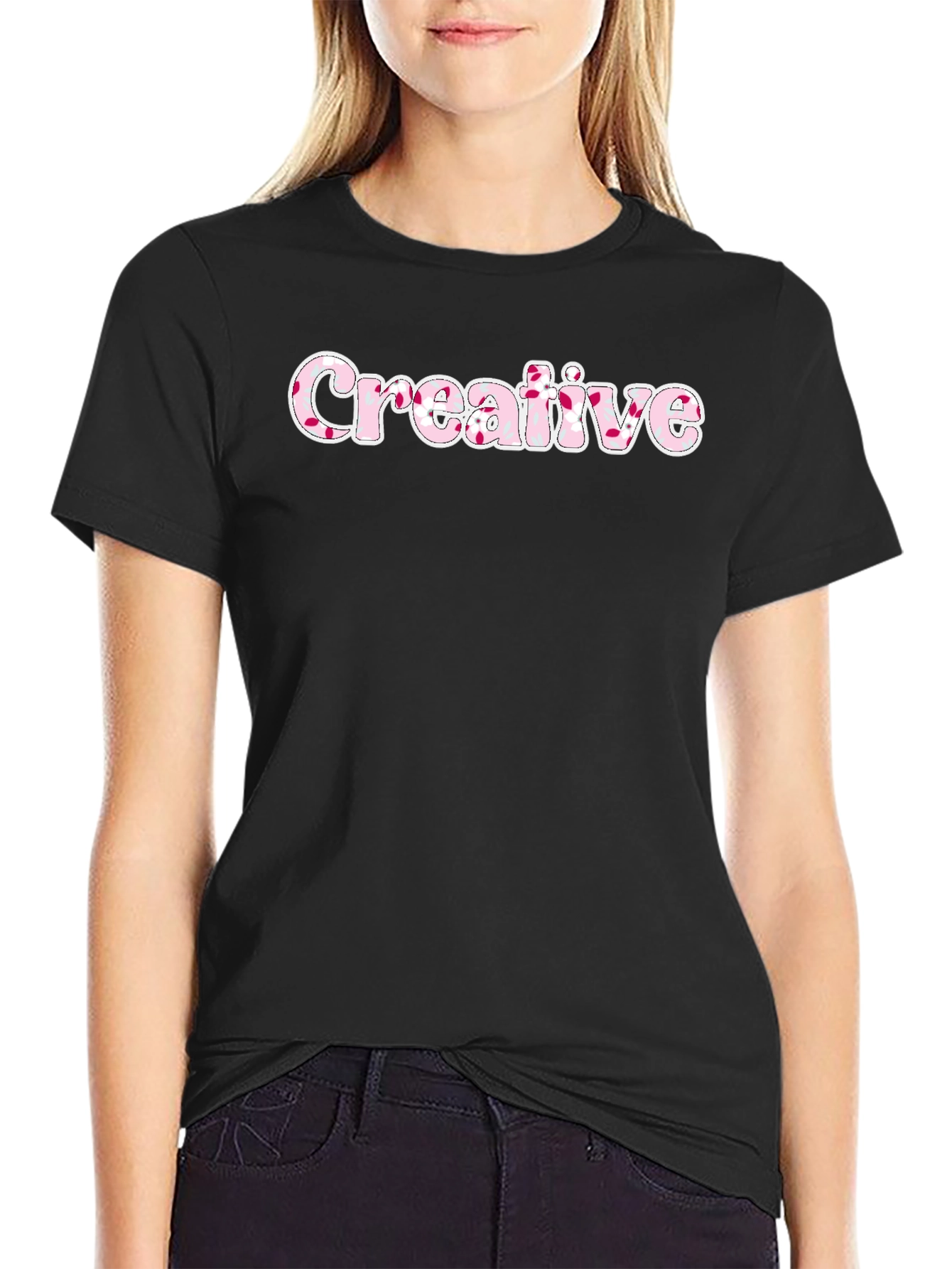 Black Creative Graphic T-Shirt view 2