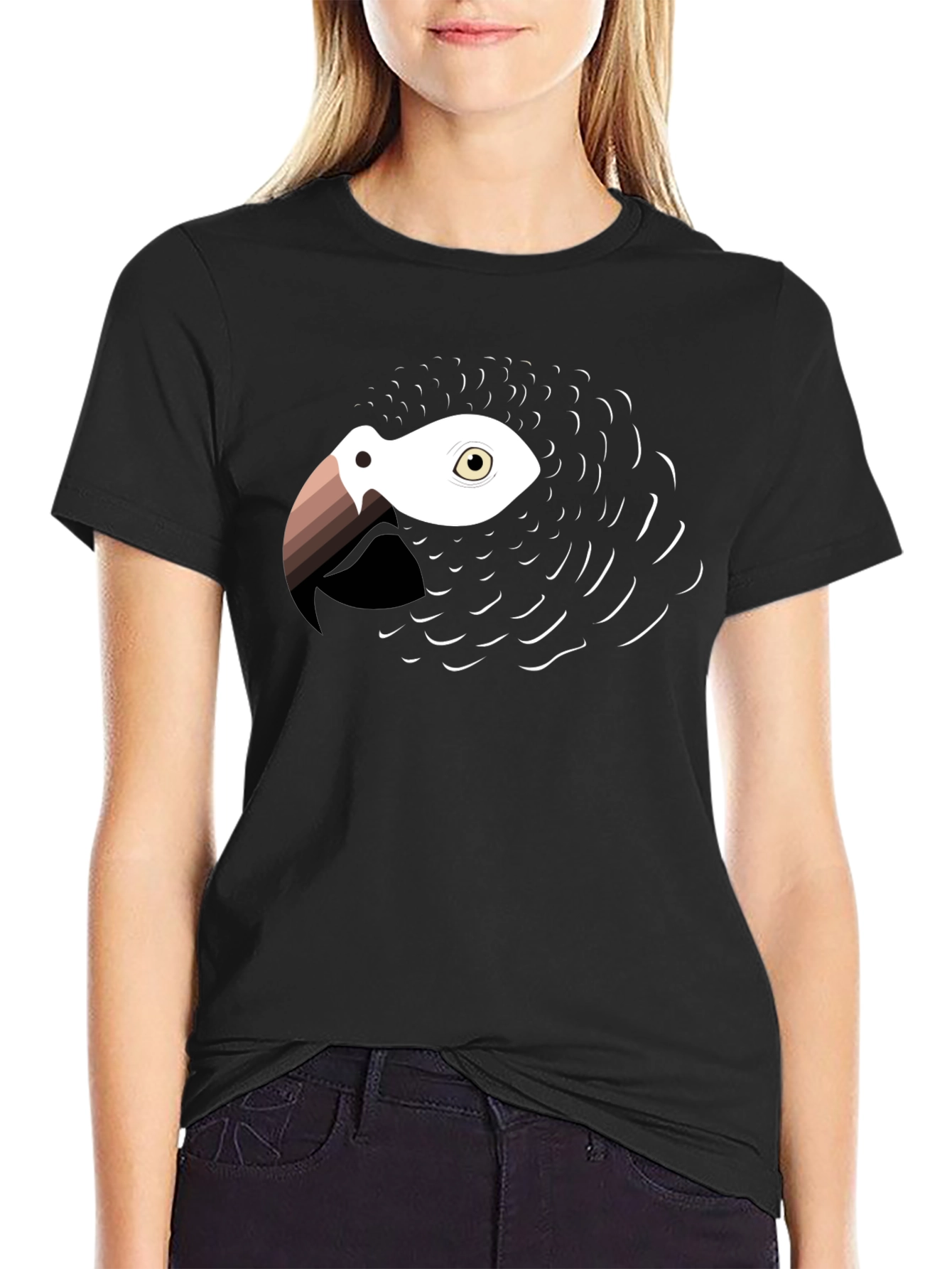 Black Parrot Graphic Tee - Stylish Bird Lover's T-Shirt view 2