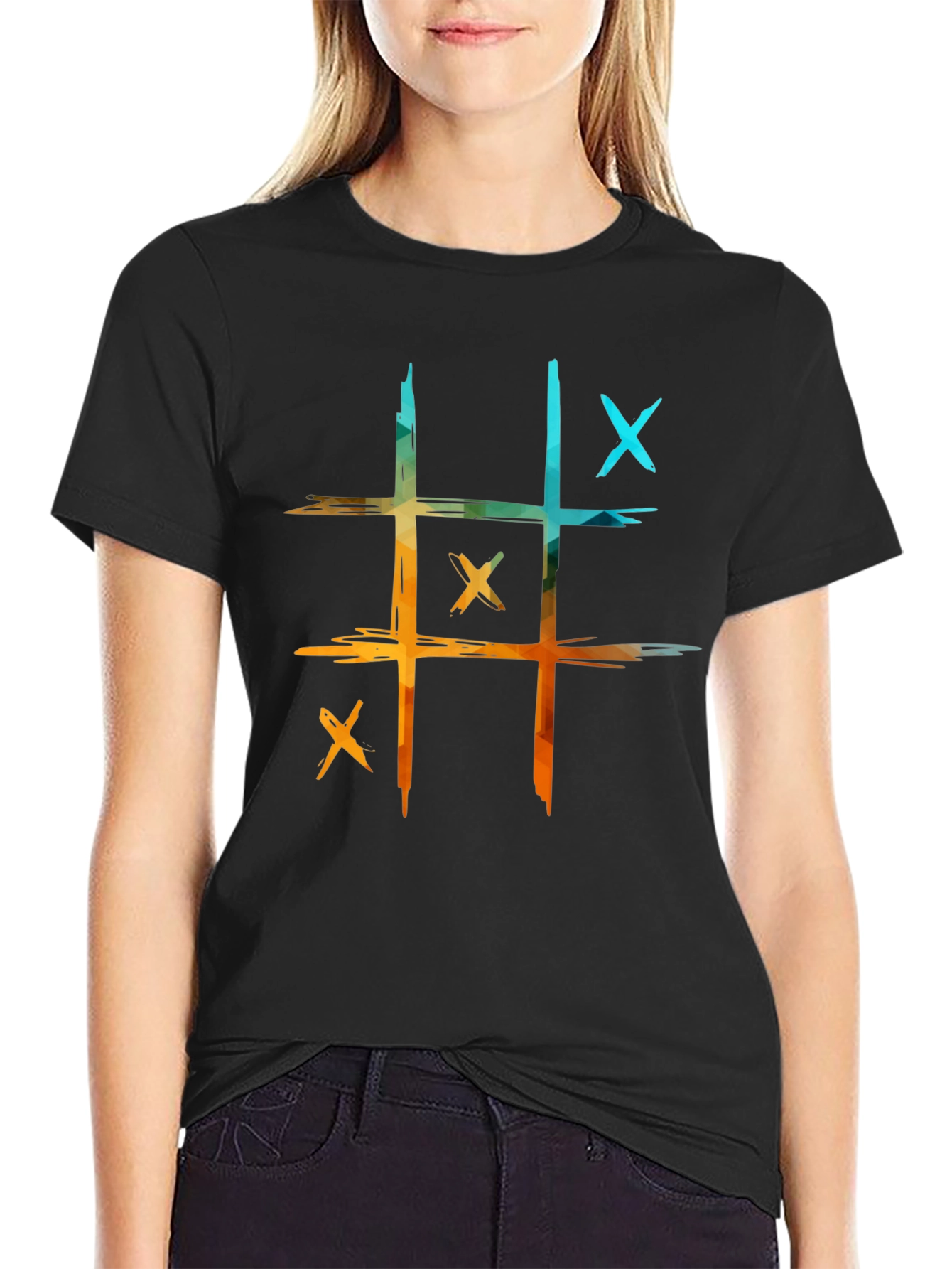Black Tic-Tac-Toe Graphic Tee - Casual Cool! view 2