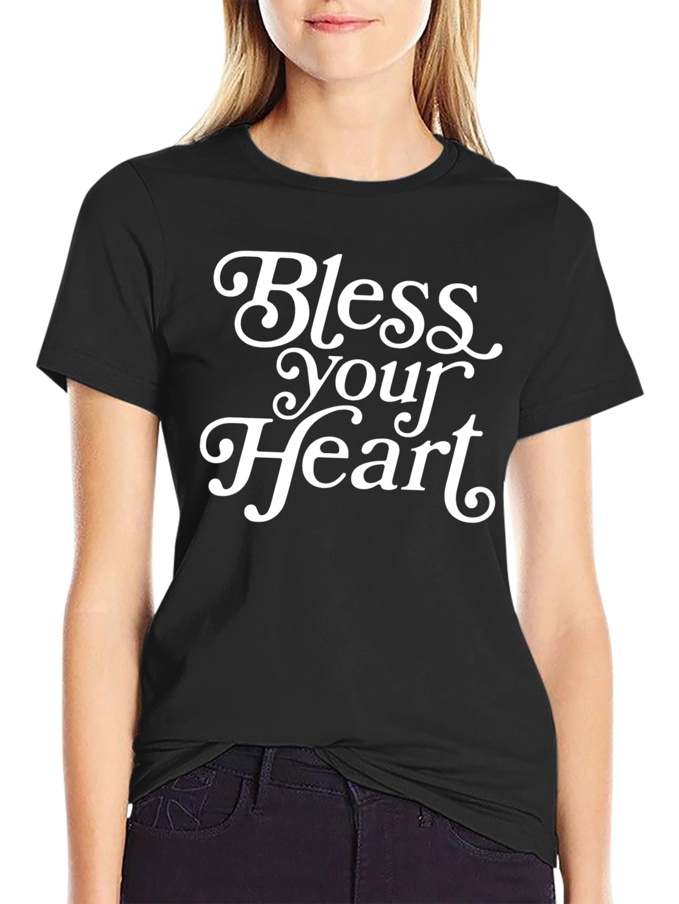 Black Bless Your Heart Graphic Tee - Soft Cotton Blend view 2
