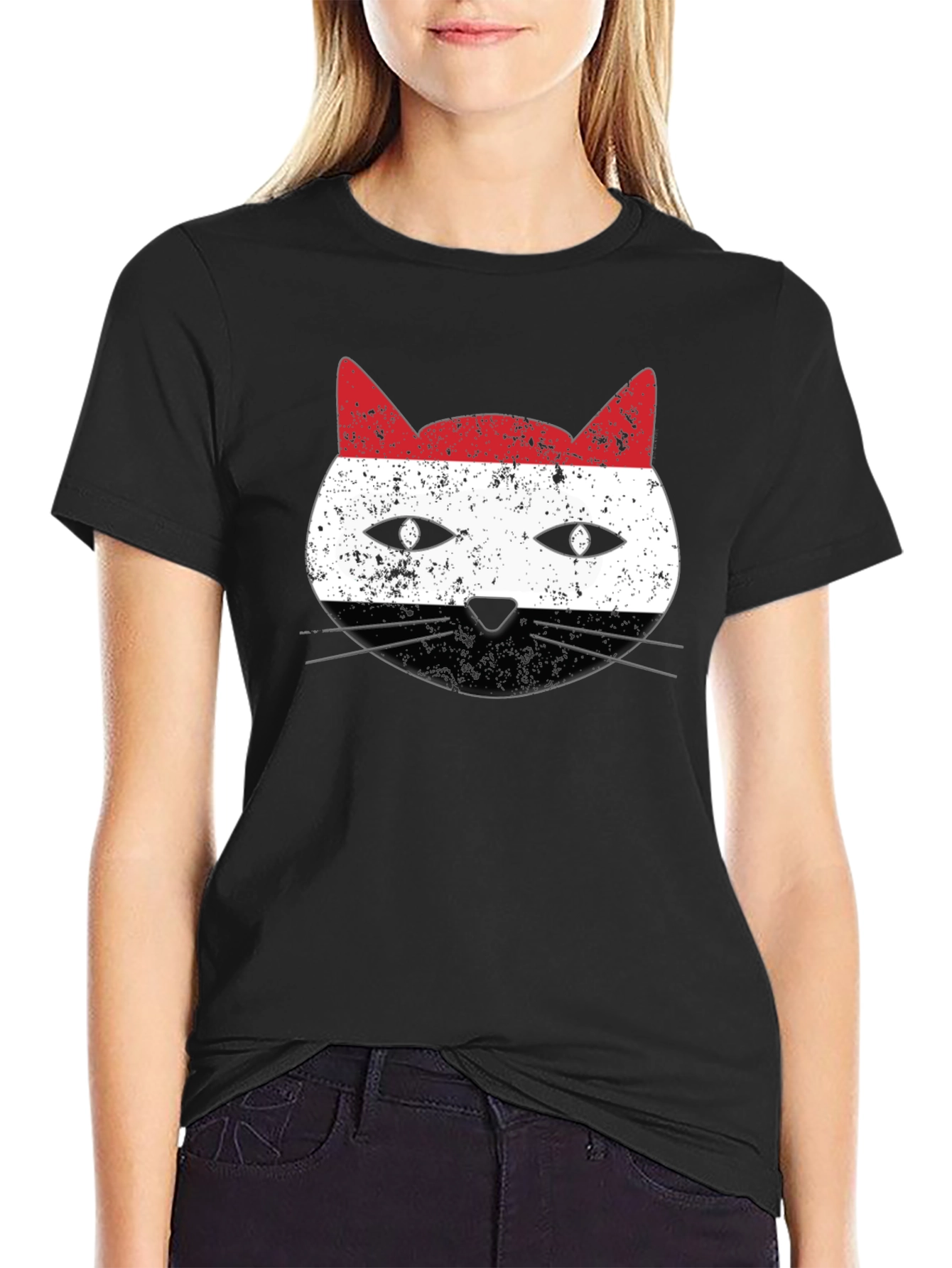 Yemen Flag Cat Graphic T-Shirt - 2