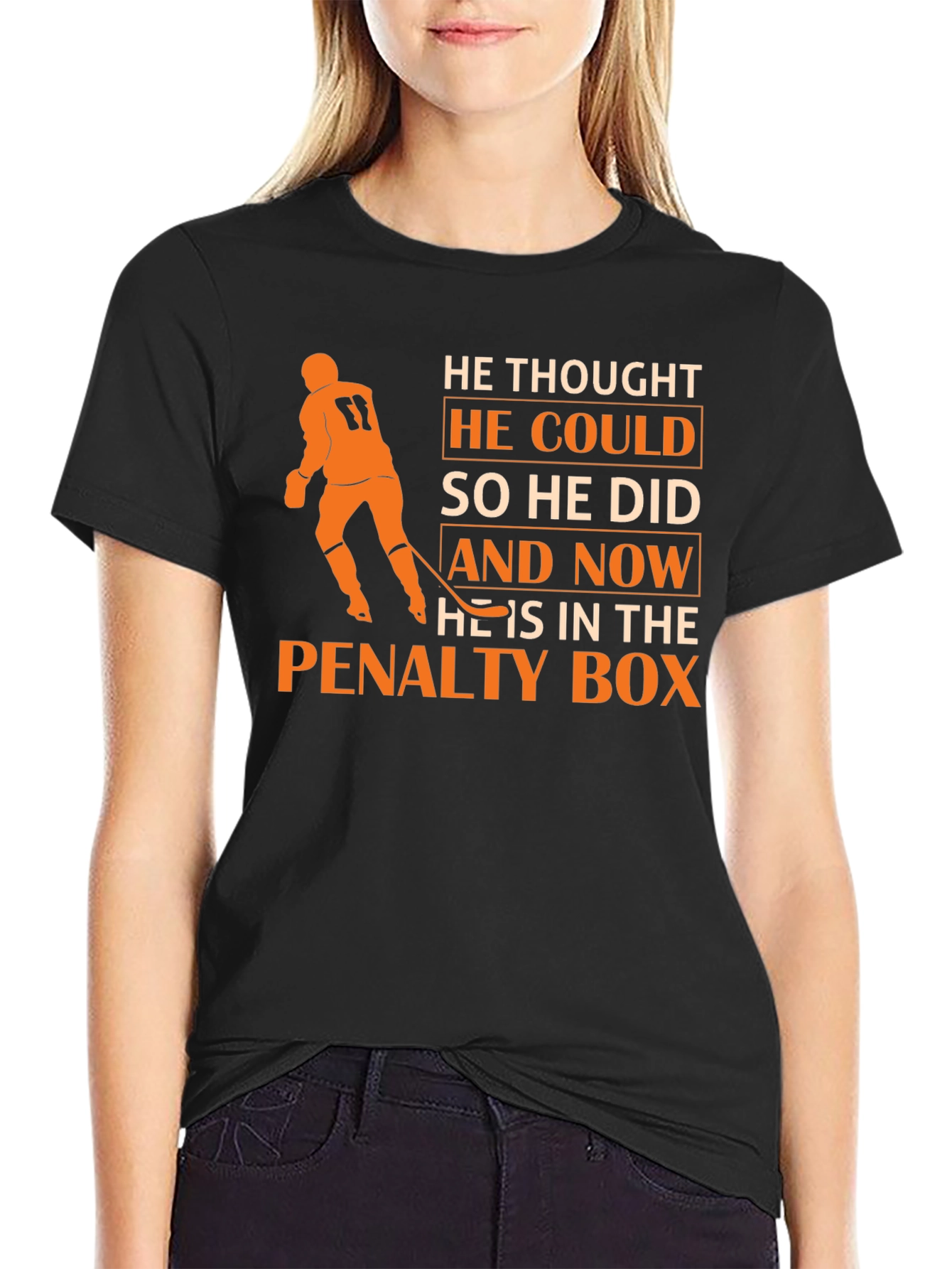 Black Hockey Penalty Box T-Shirt view 2