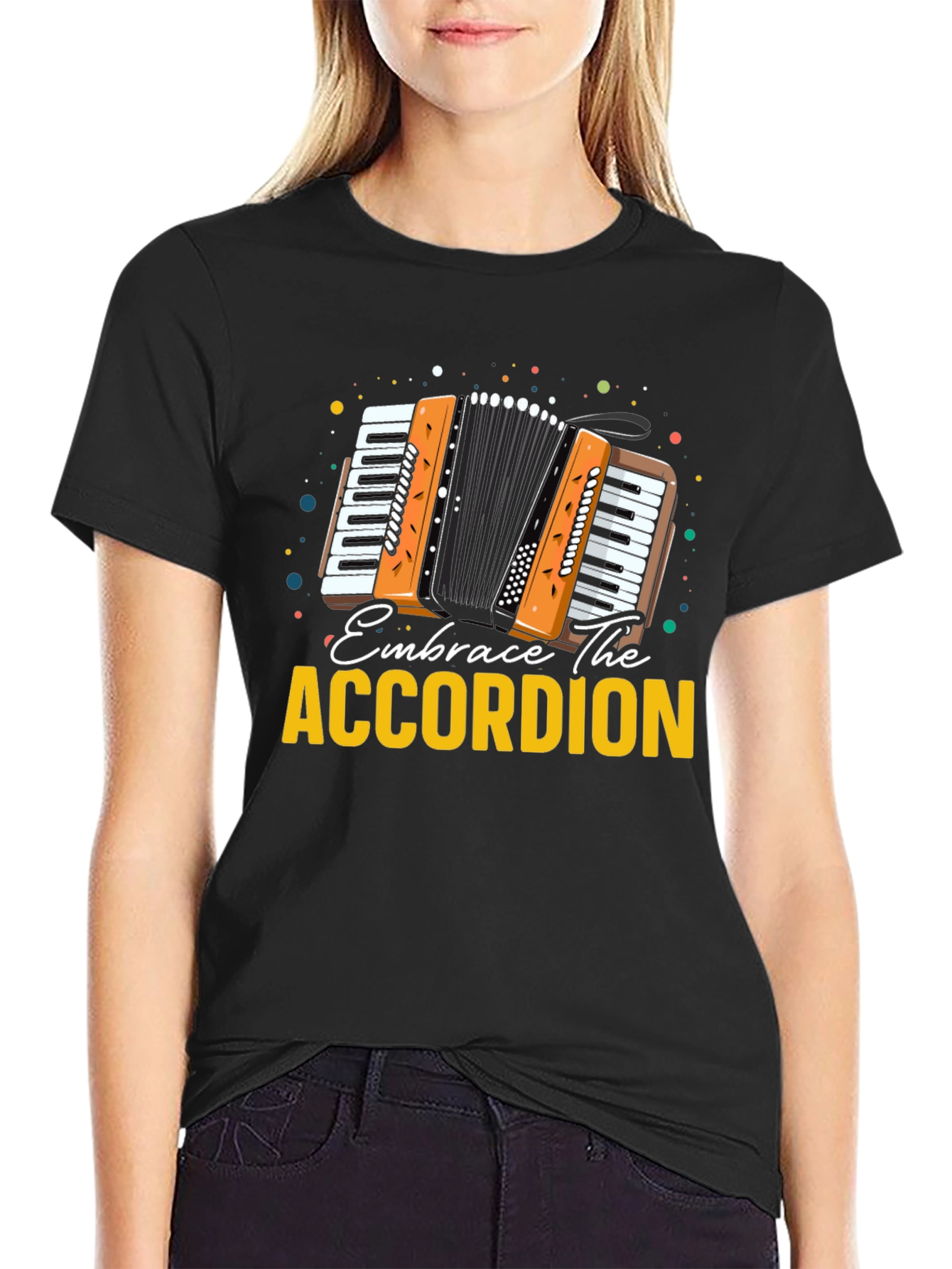 Black Embrace The Accordion Black Graphic Tee view 2