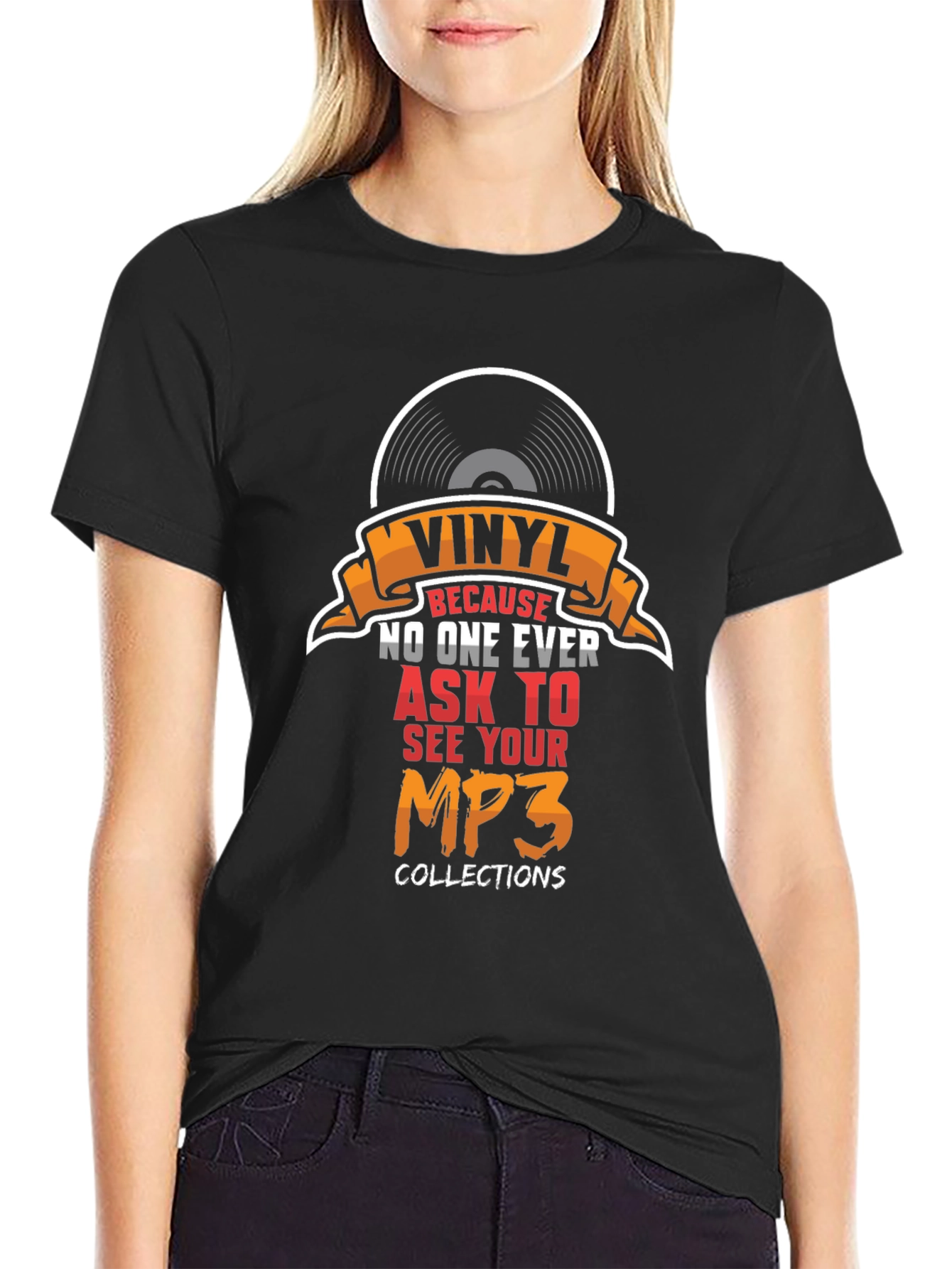 Black Vinyl Records T-Shirt - Funny Music Lover Tee view 2