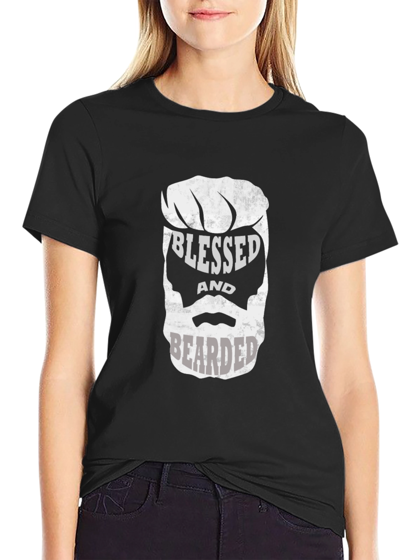 Black Blessed and Bearded Graphic T-Shirt view 2