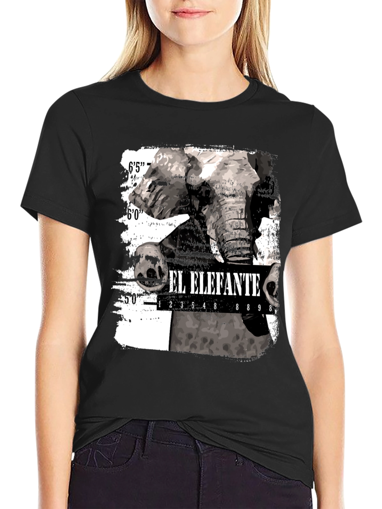 Black El Elefante Graphic Print T-Shirt view 2