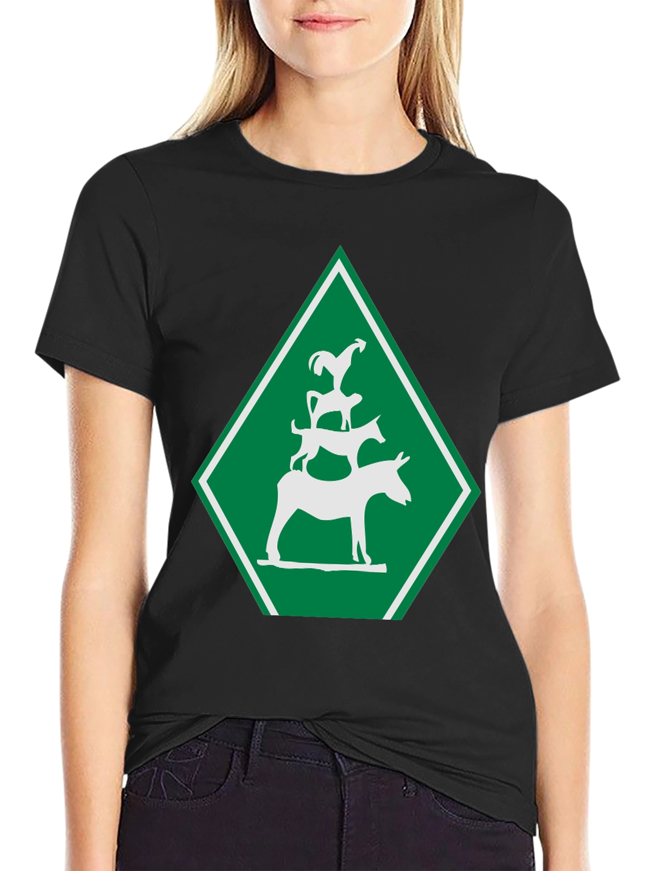 Black Animal Stack T-Shirt - Funky Graphic Tee view 2