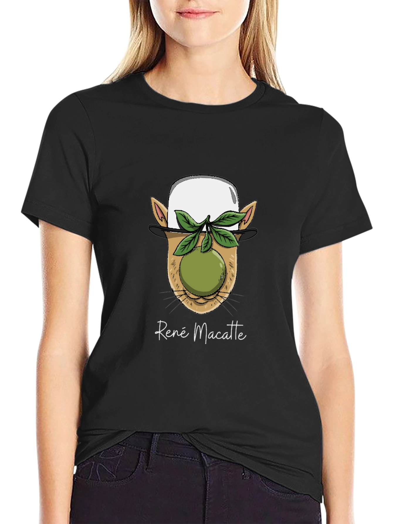 Black René Macatte Graphic T-Shirt - Unique Design view 2