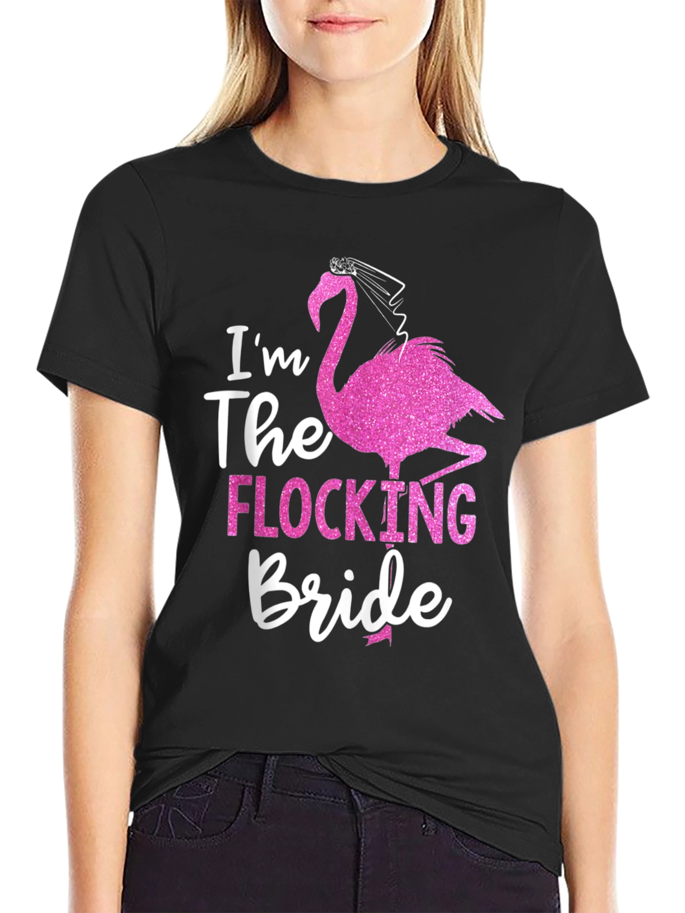 Black I'm The Flocking Bride Black T-Shirt view 2