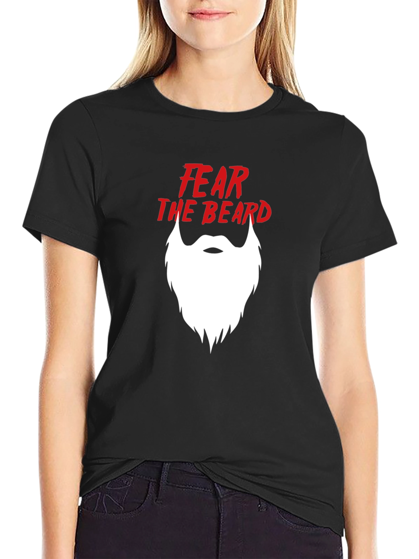 Black Fear the Beard Graphic Tee - Black view 2