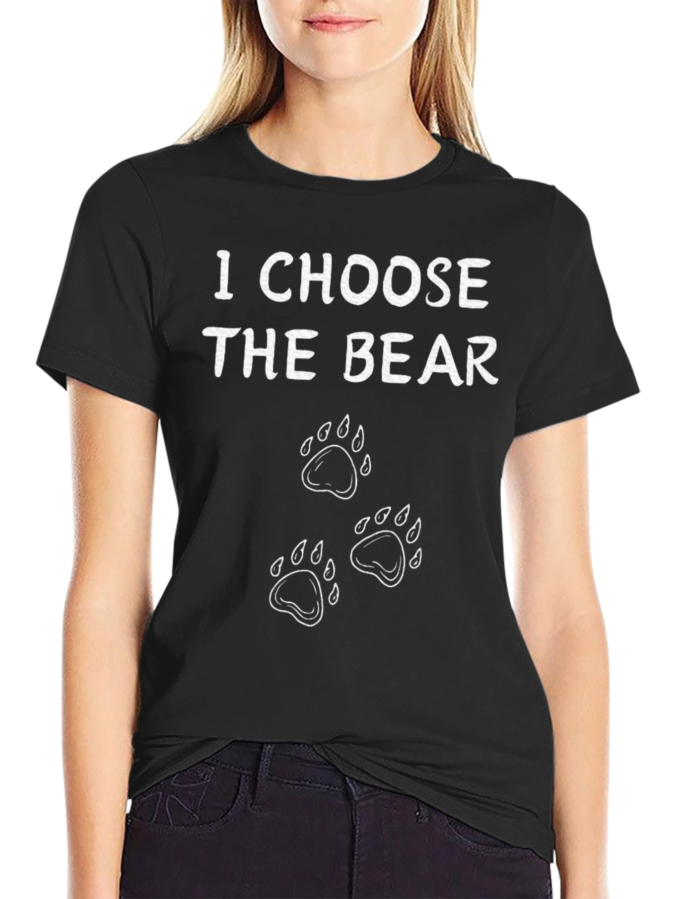 Black I Choose The Bear Funny T-Shirt view 2