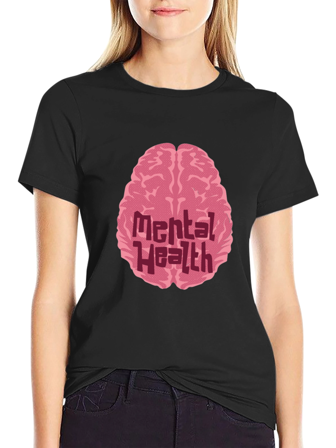 Black Mental Health Brain Graphic Tee - Stylish Awareness T-Shirt view 2