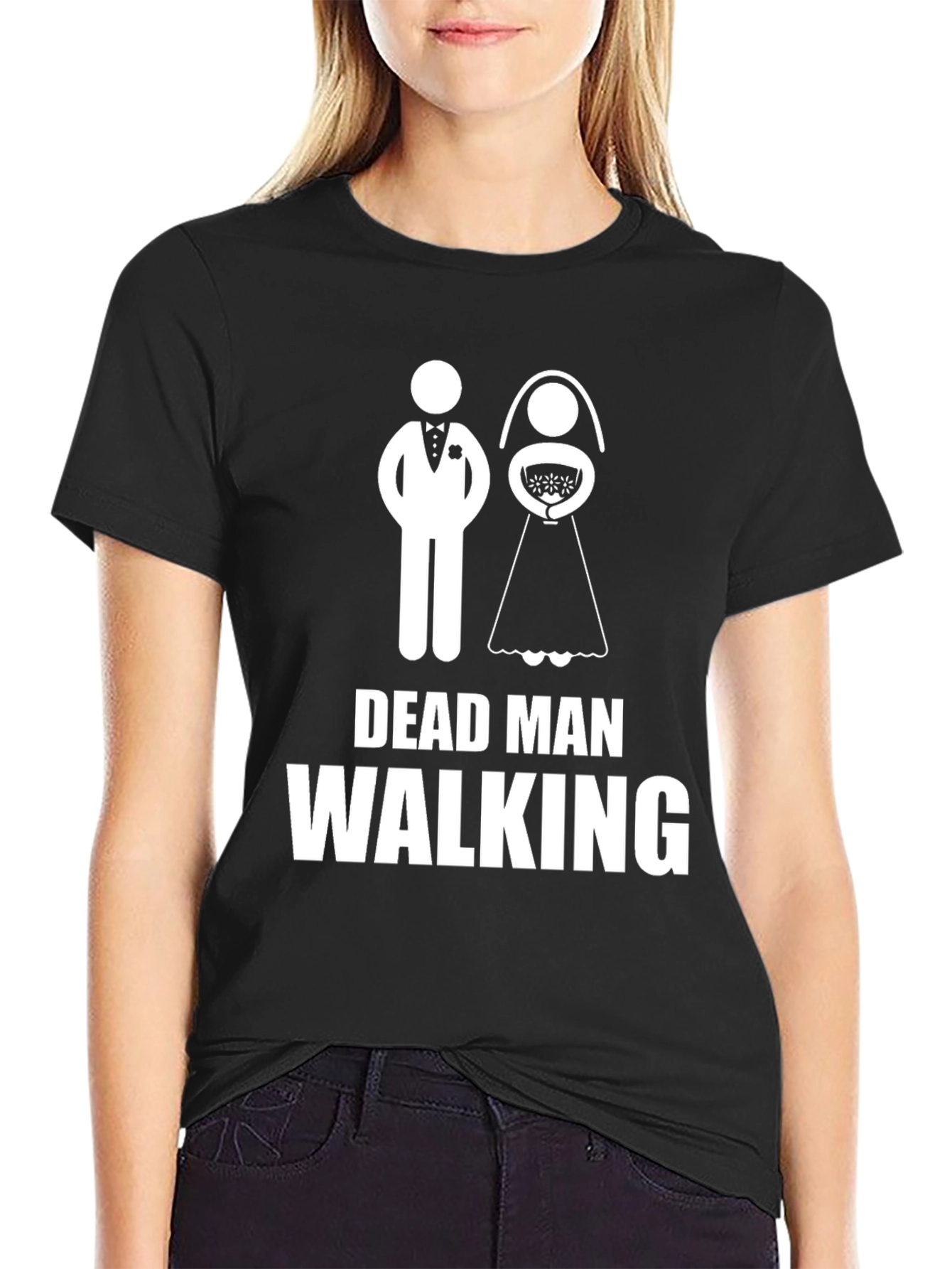 Black Dead Man Walking Wedding T-Shirt - Groom Humor view 2