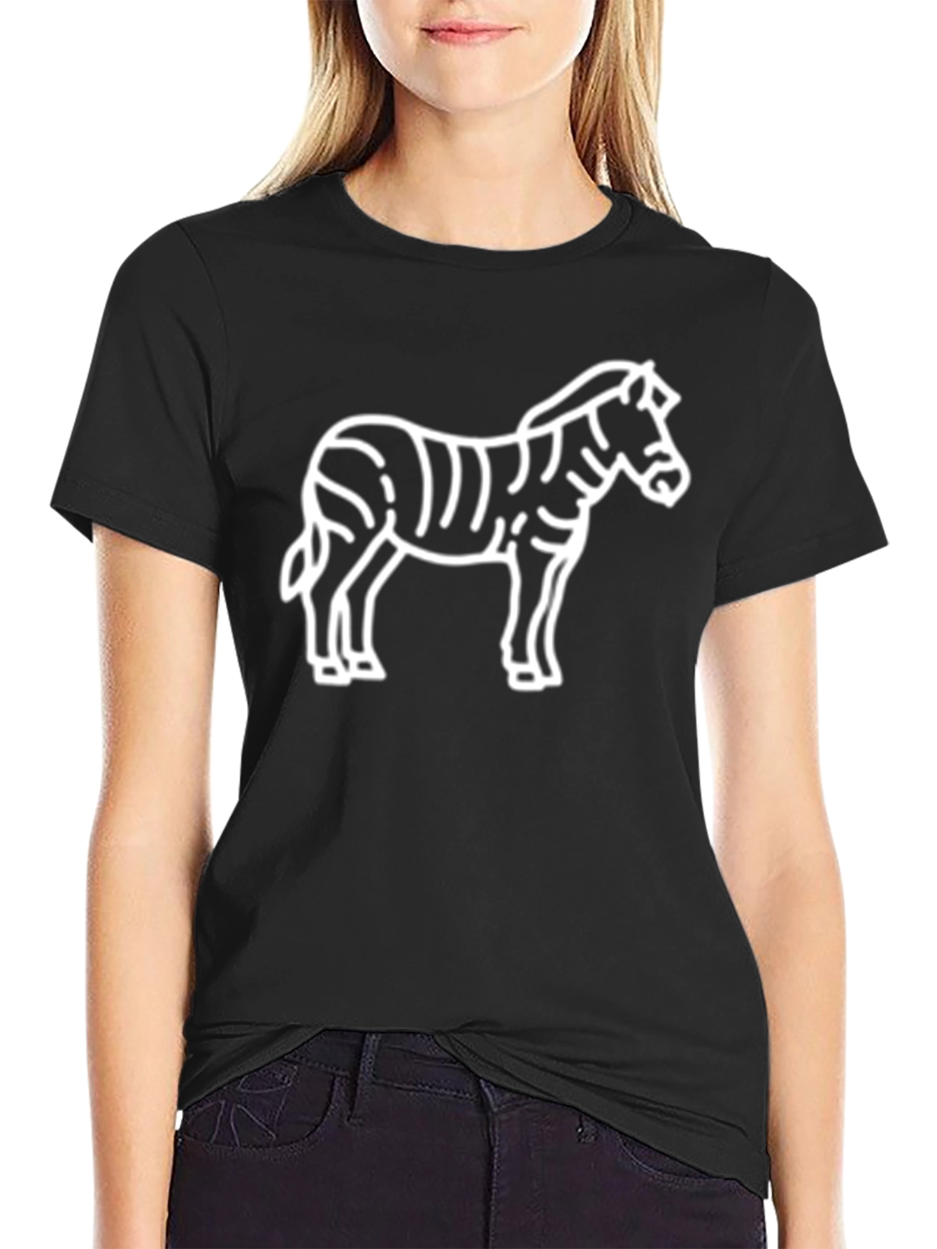 Black Zebra Graphic Tee - Black Cotton T-Shirt view 2