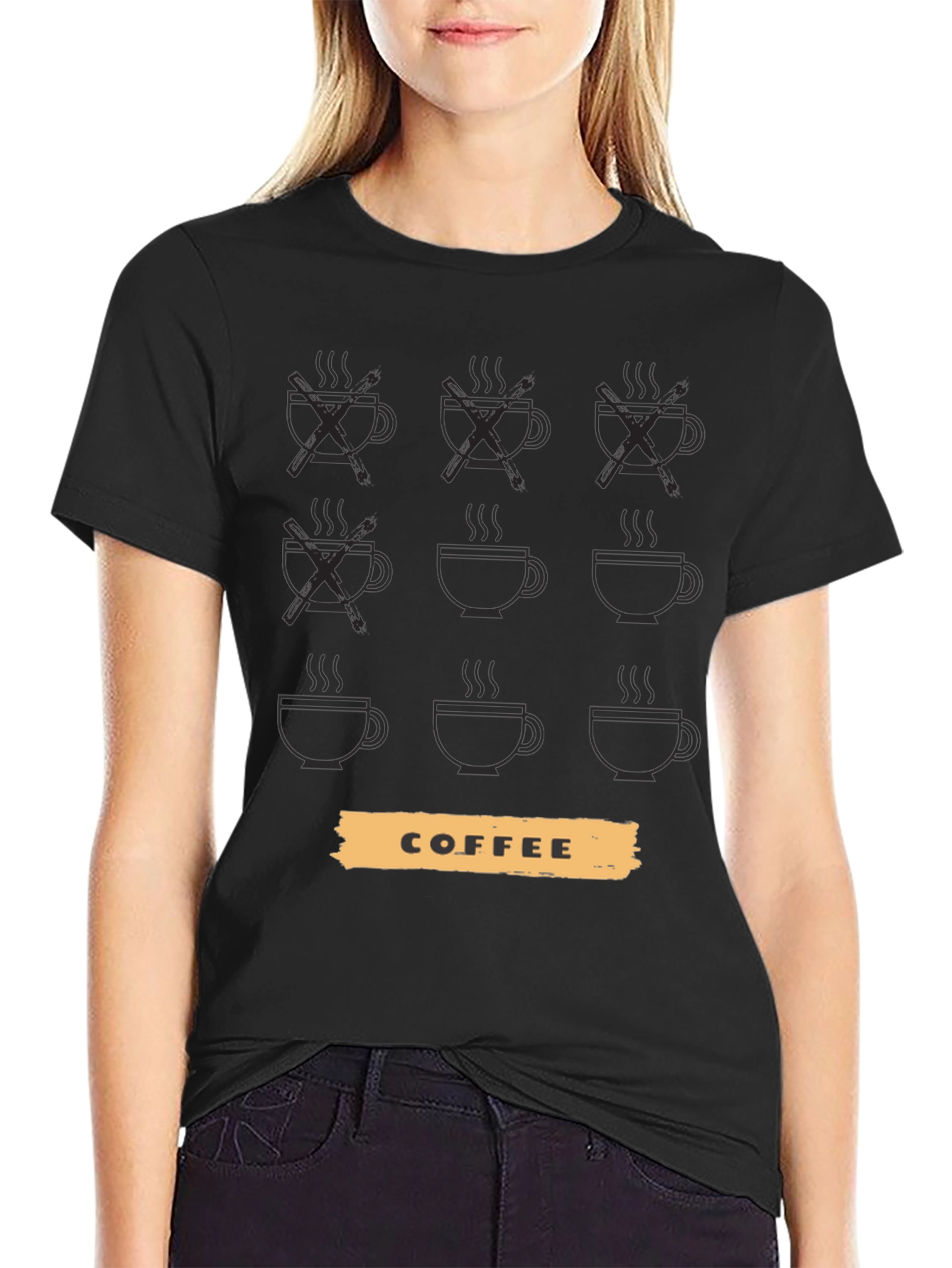 Black Coffee Cup Graphic Tee - Trendy Casual Shirt view 2
