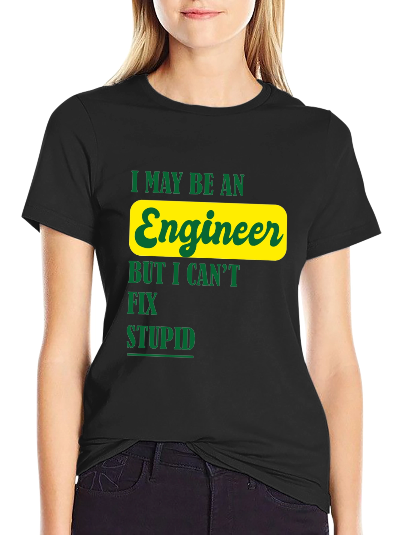 Black Engineer Humor Graphic T-Shirt - Funny & Casual Black Tee view 2