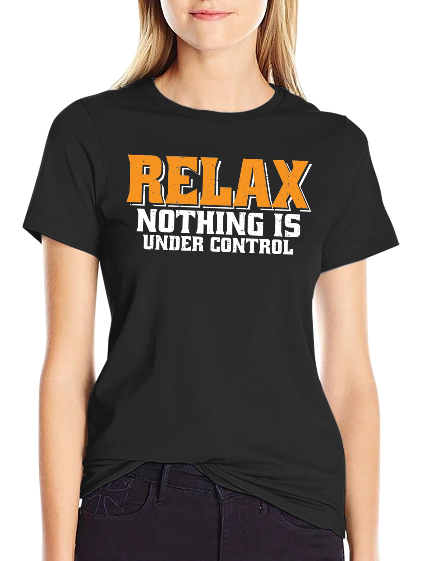 Black Relax Nothing Is Under Control Graphic Tee view 2