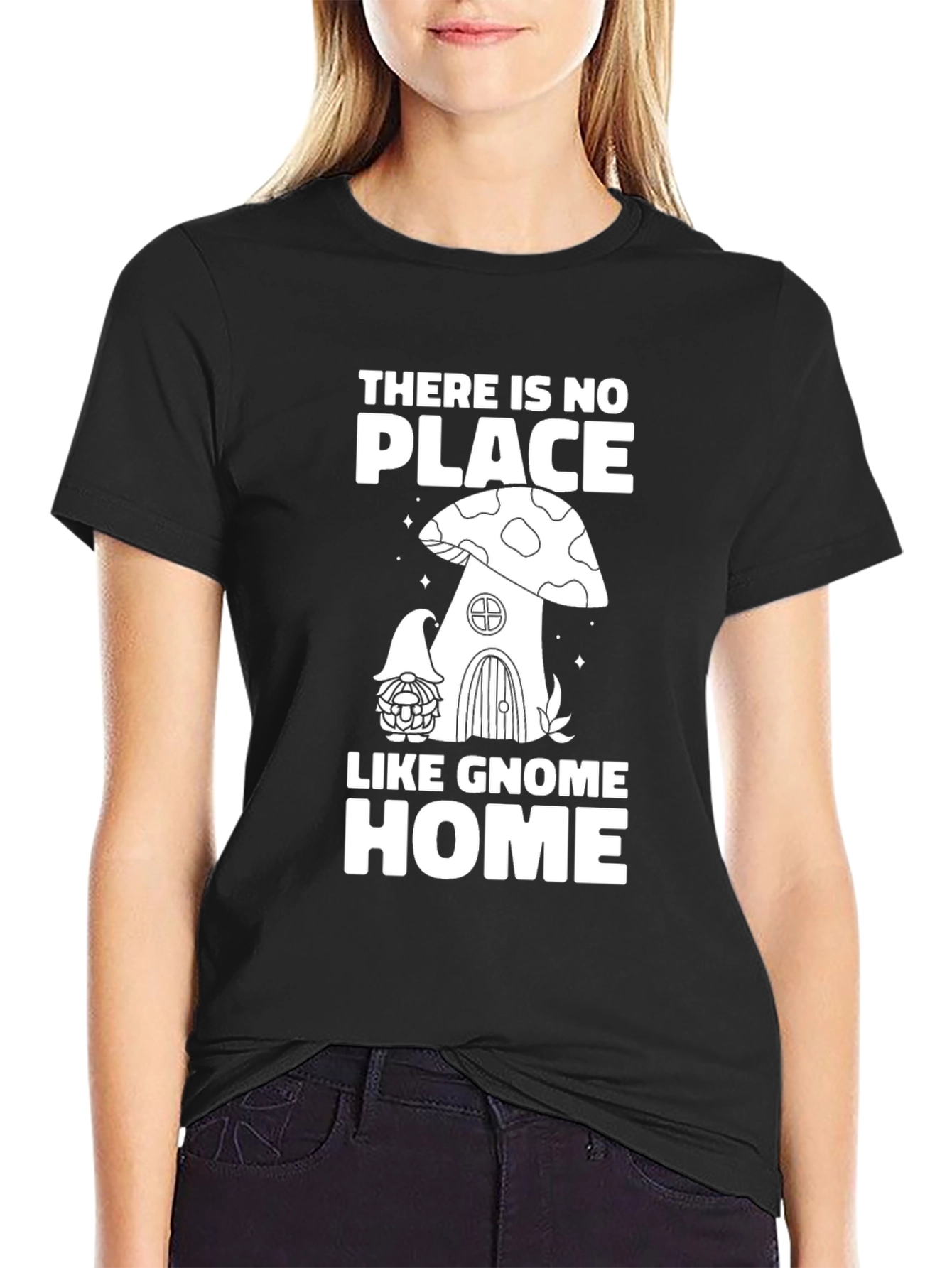 Black Gnome Home Black T-Shirt view 2