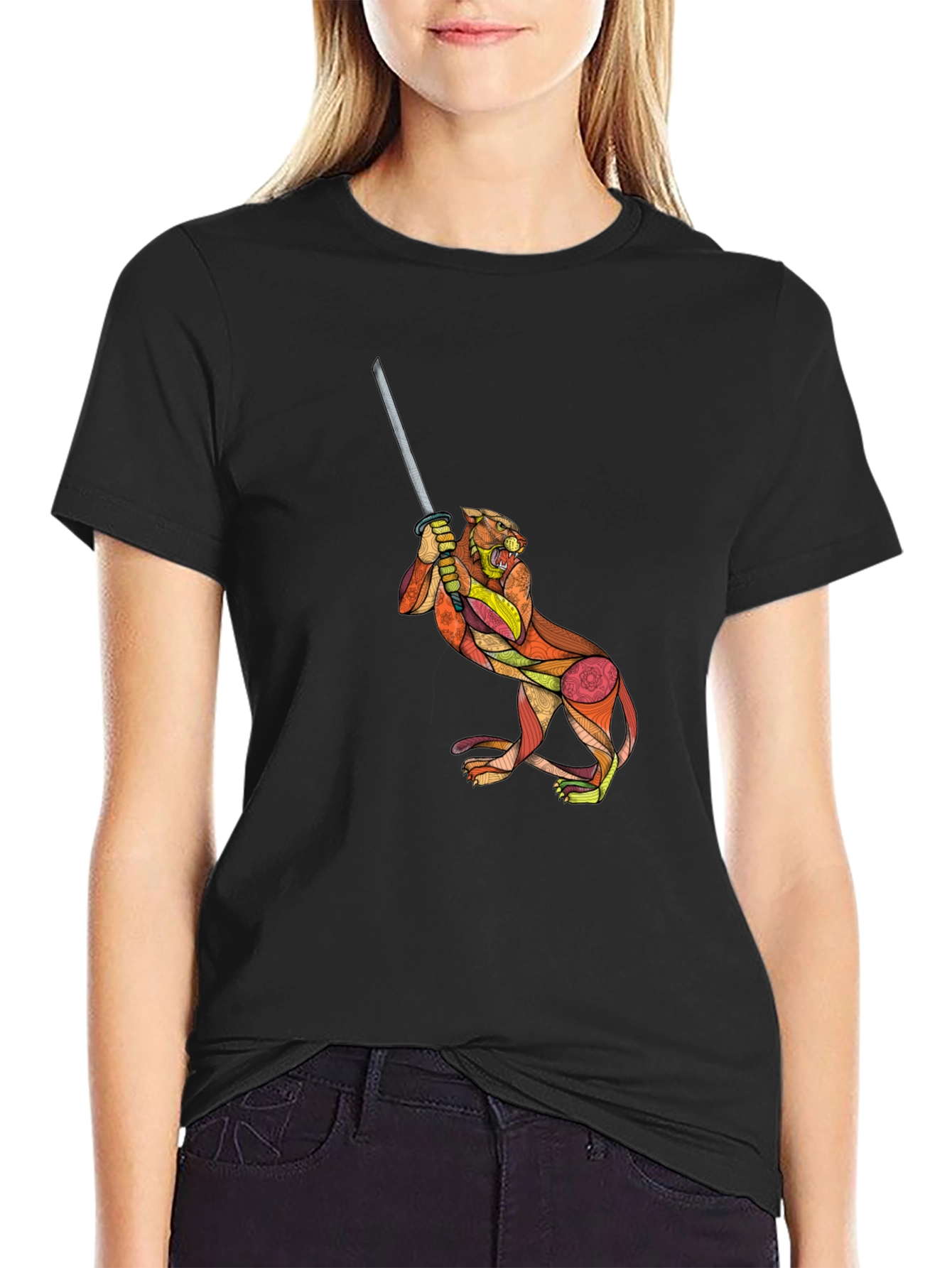 Black Tiger Katana Graphic T-Shirt view 2