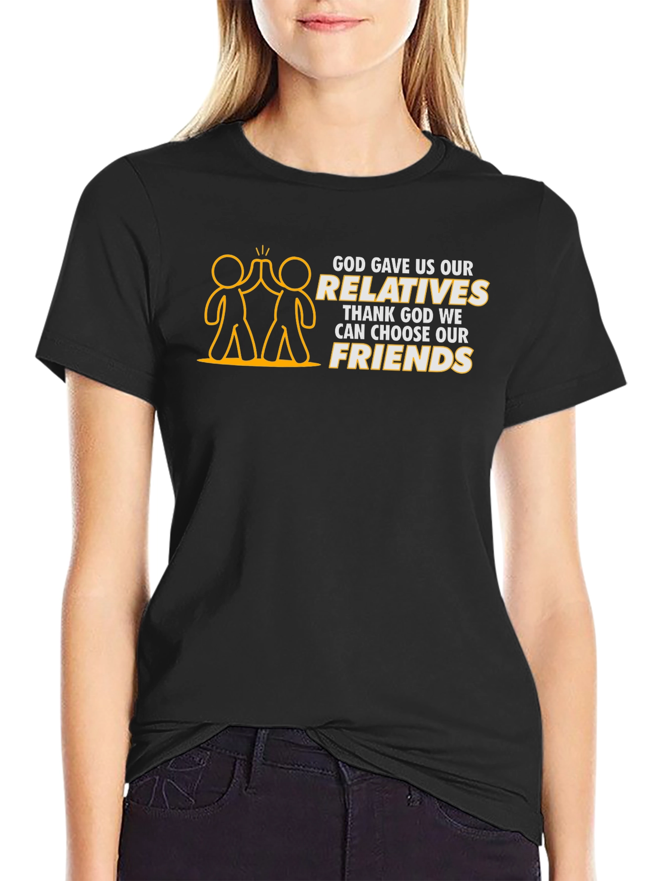 Black Funny Friends T-Shirt - Choose Your Friends view 2