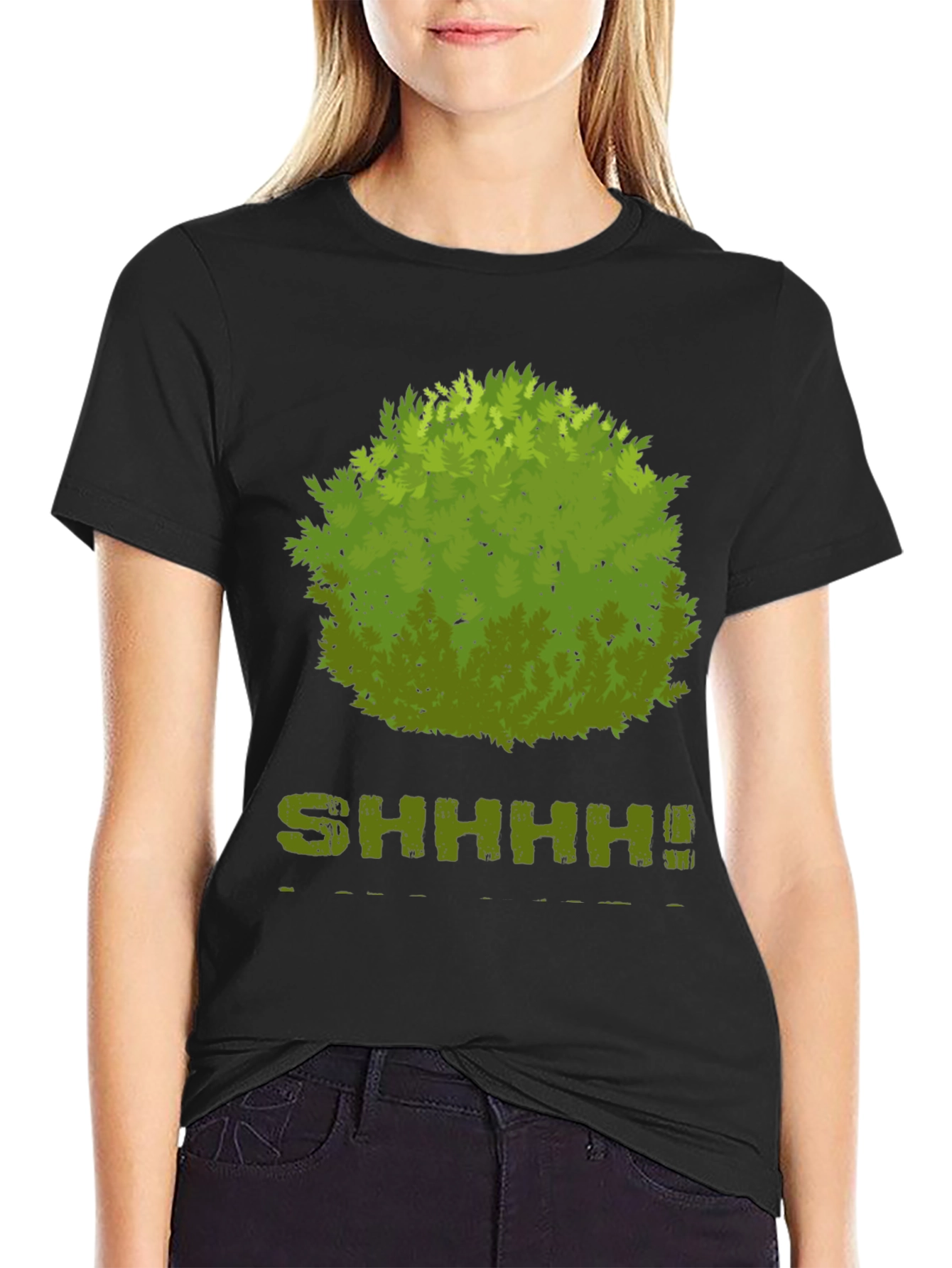 Black Shhhhh! Bush Graphic T-Shirt - Soft Cotton Blend view 2