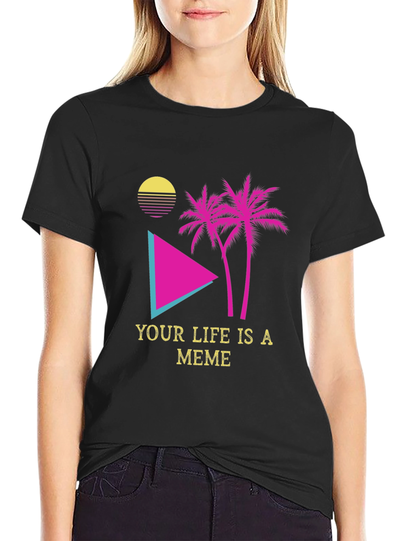 Black Meme Life Graphic Tee - Black Novelty T-Shirt view 2
