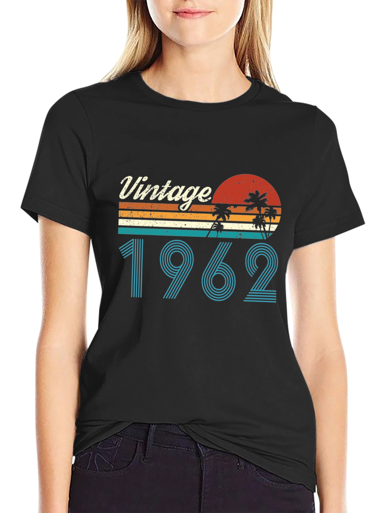 Black Vintage 1962 Palm Tree Graphic Tee view 2