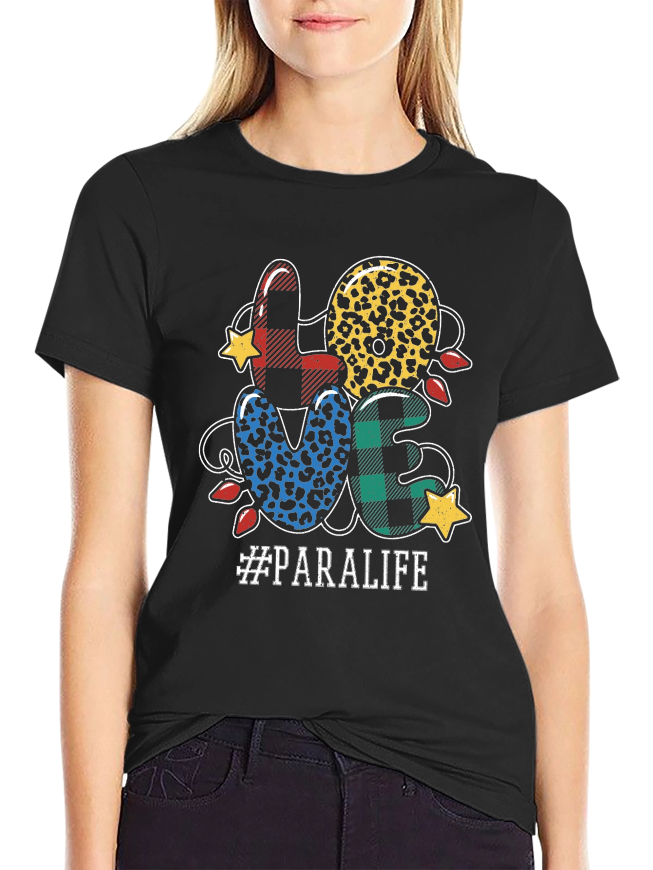 Black LOVE Paralife T-Shirt - Trendy Design, Comfortable Fit view 2