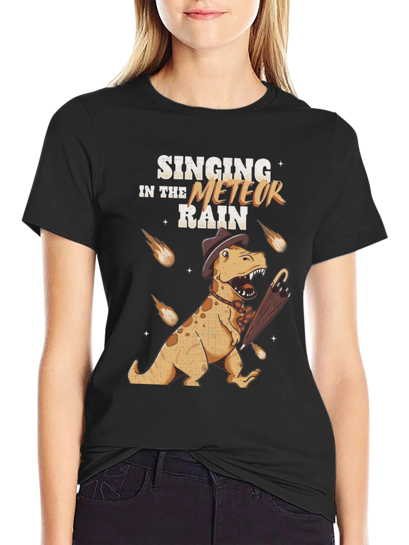 Black Singing in the Meteor Rain T-Shirt view 2