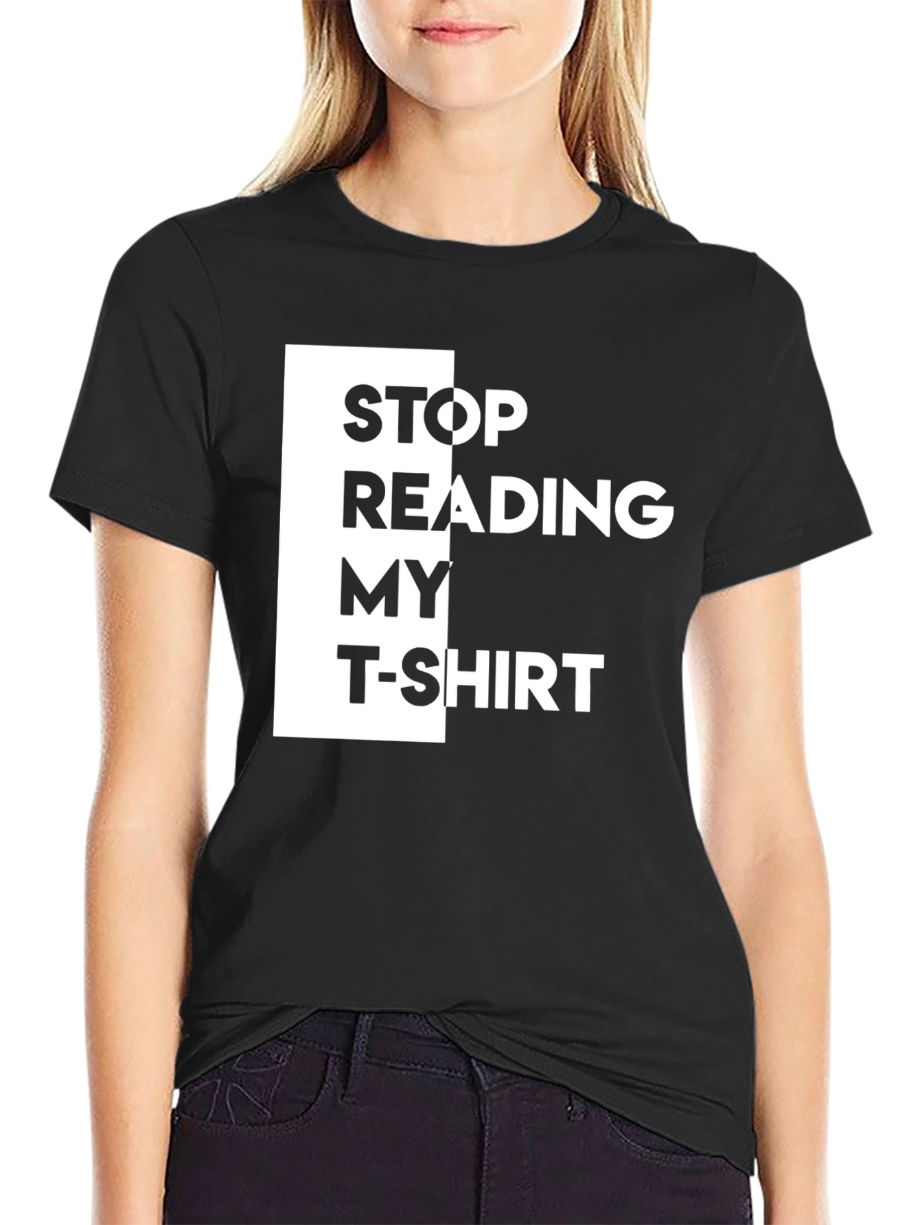Black Stop Reading My T-Shirt - Funny Graphic Tee view 2