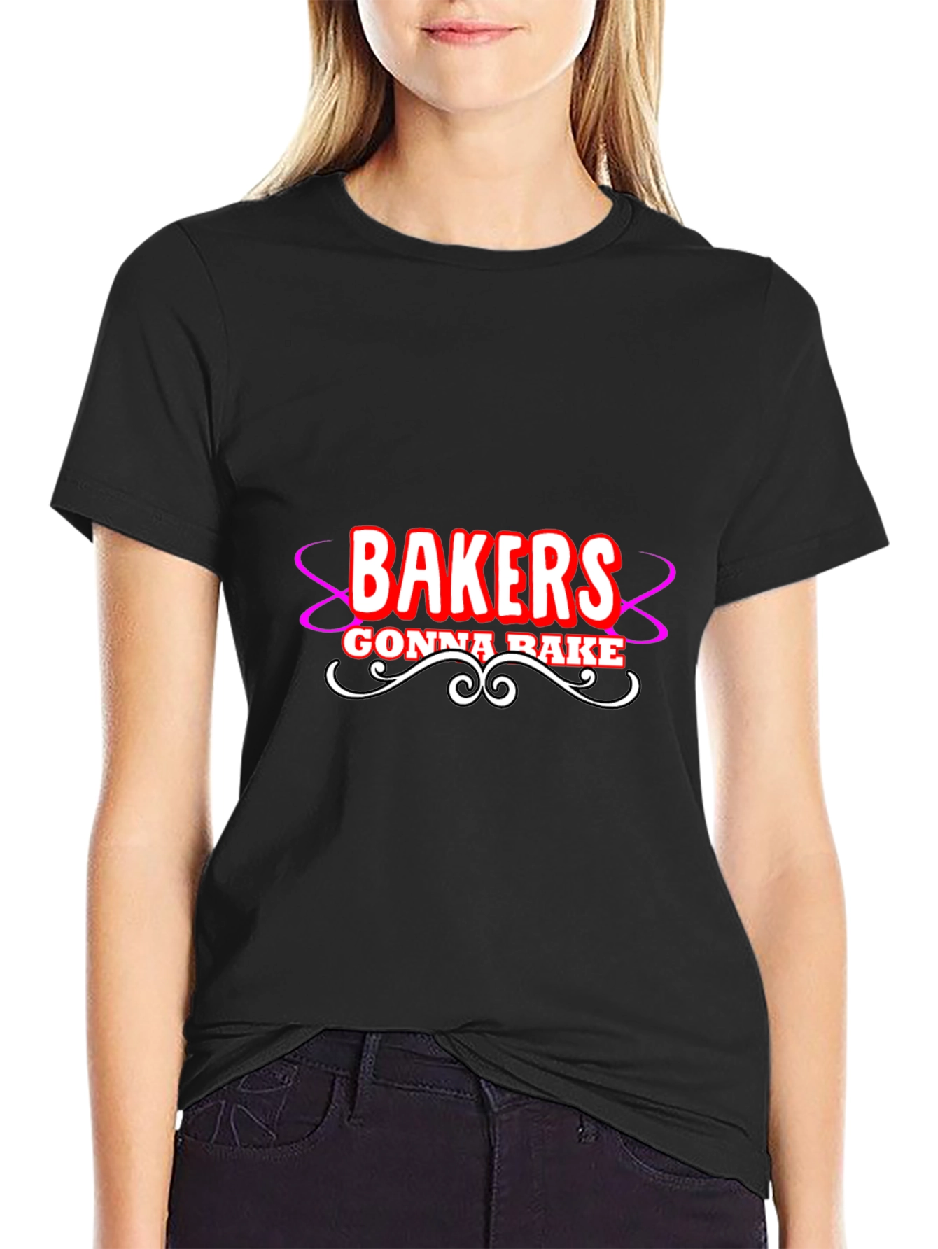 Black Bakers Gonna Bake Graphic T-Shirt - Black Cotton Tee view 2