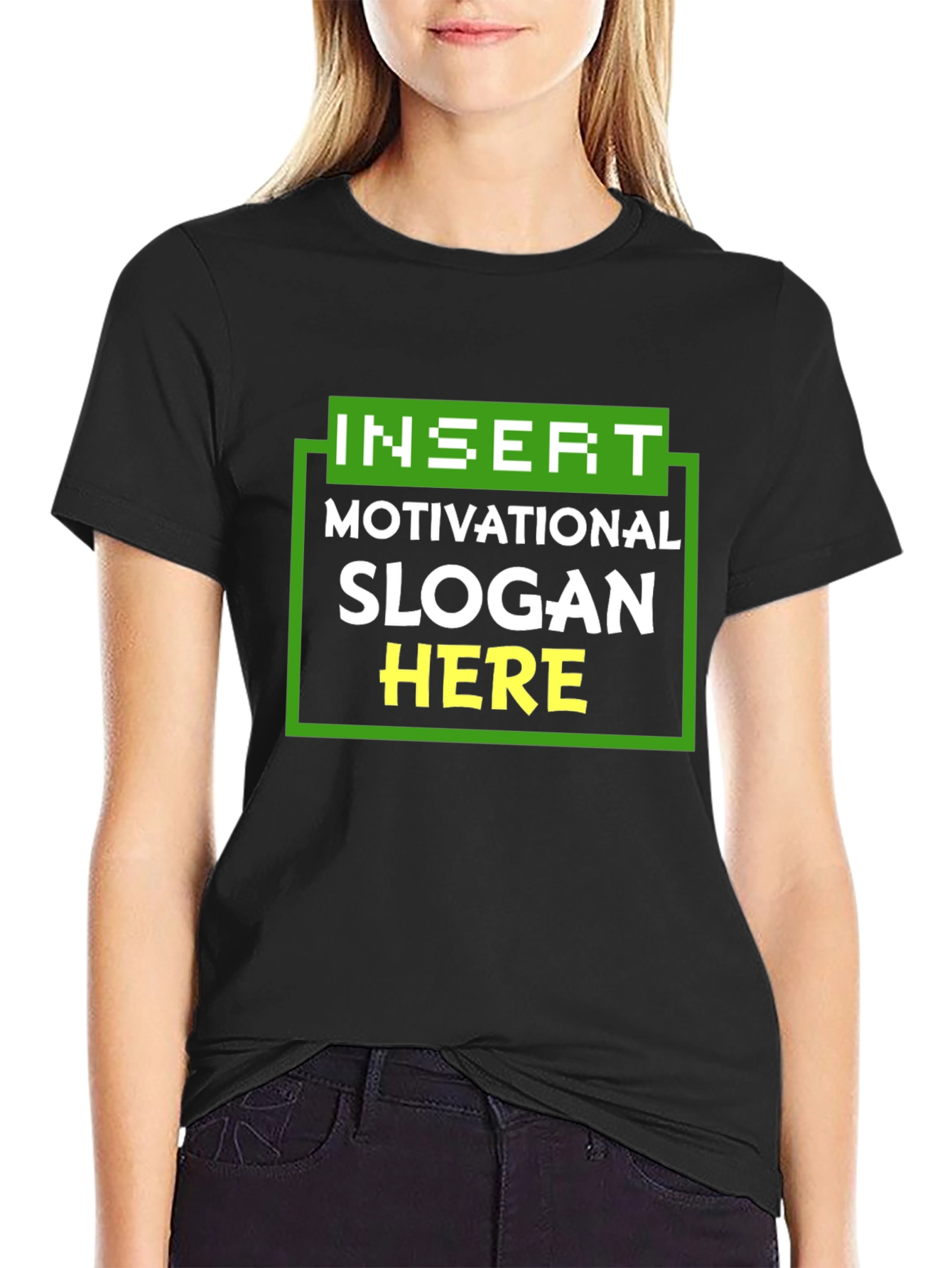 Black Motivational Slogan T-Shirt - Black view 2