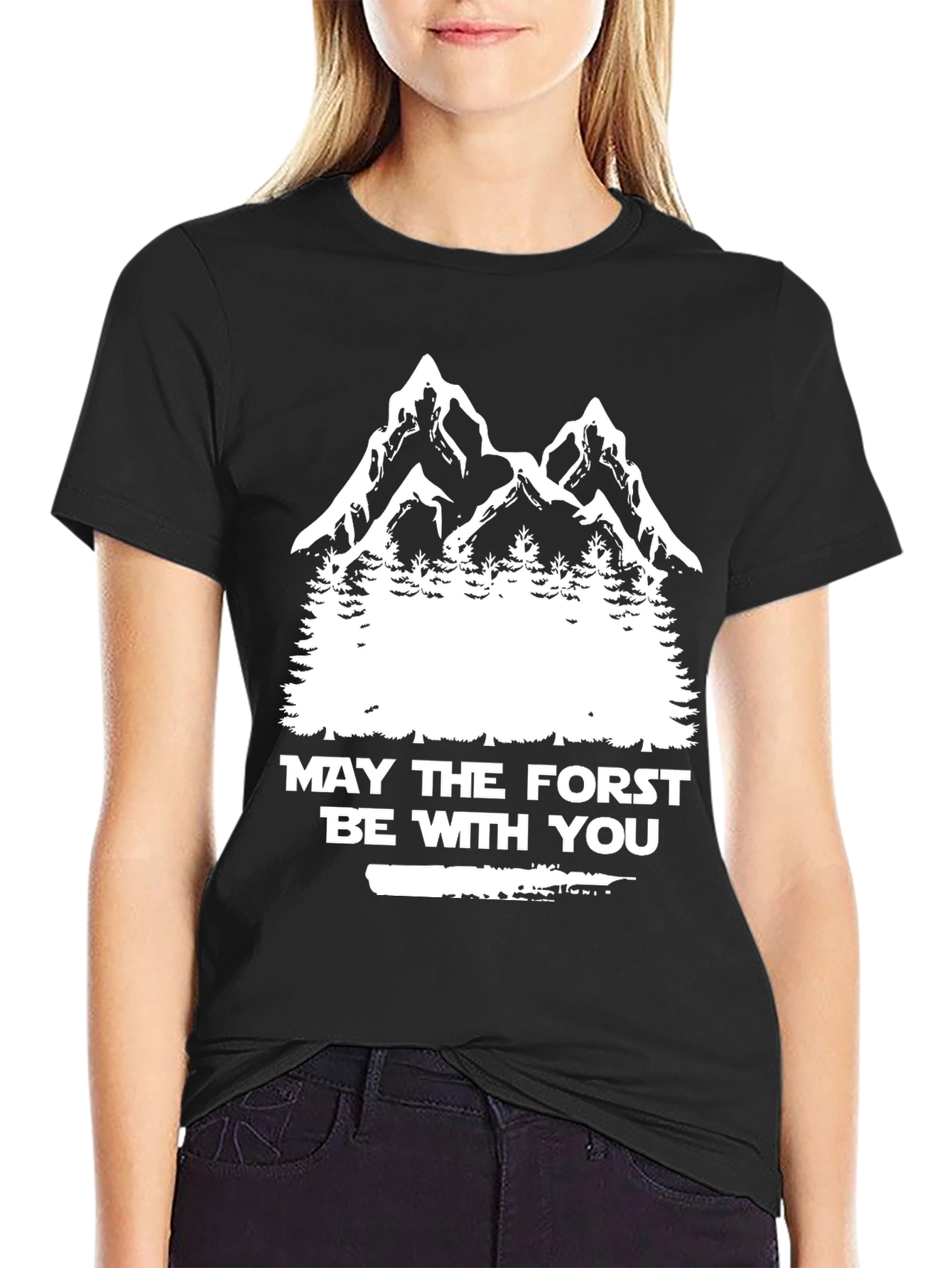 Black May the Forst Be With You T-Shirt view 2