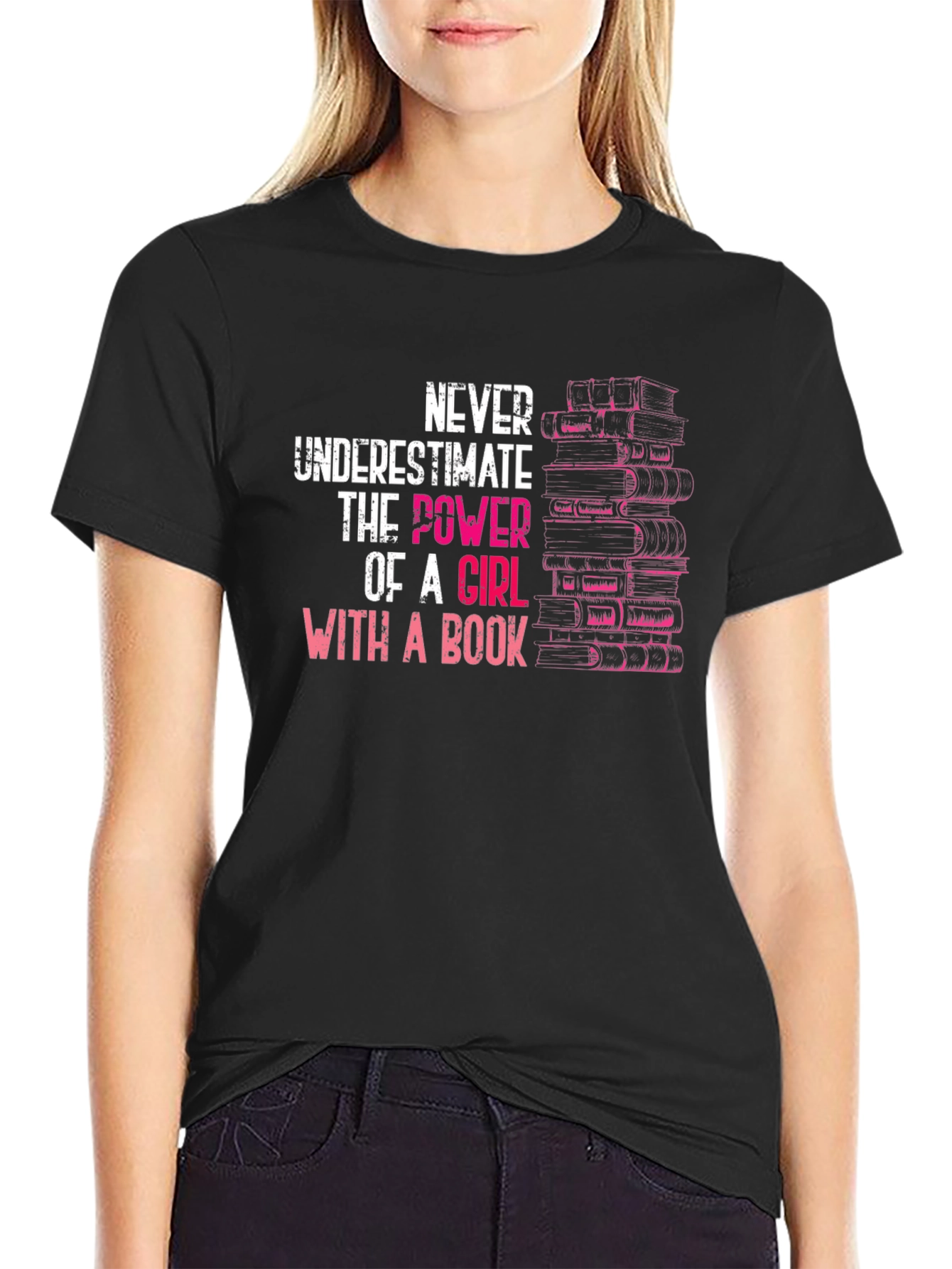 Black Never Underestimate Girl With A Book T-Shirt view 2