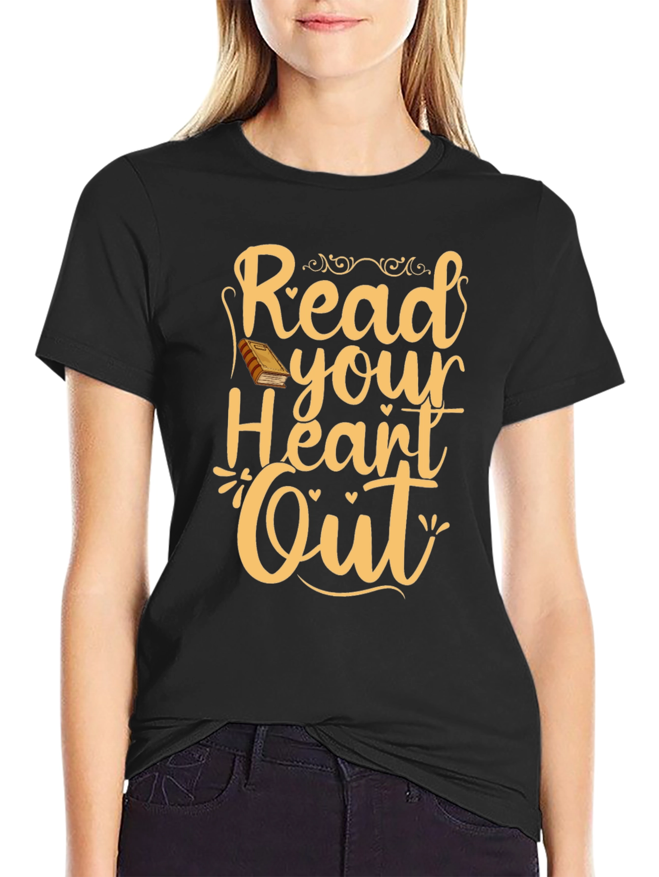 Black Read Your Heart Out T-Shirt - Book Lover Tee view 2
