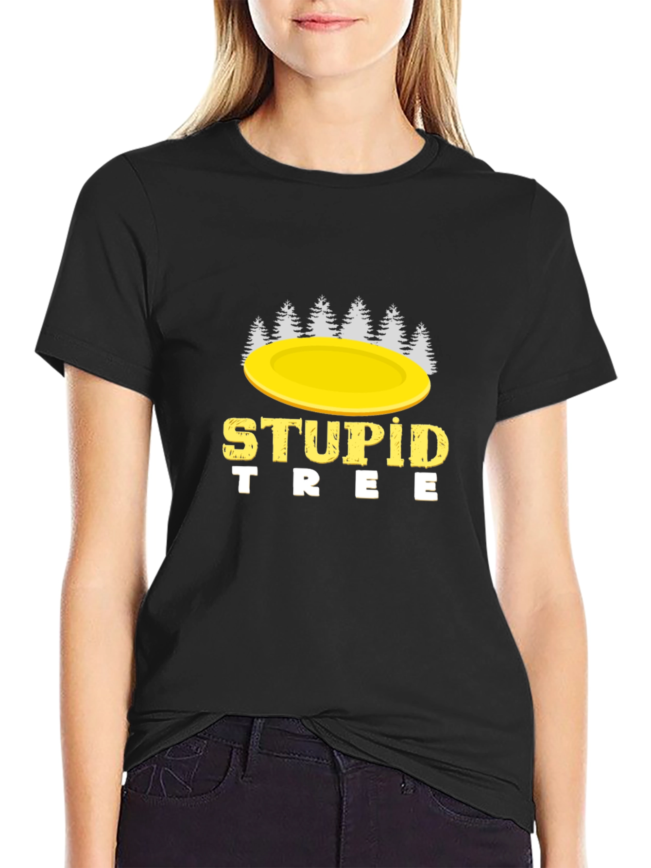 Black Stupid Tree Disc Golf T-Shirt view 2